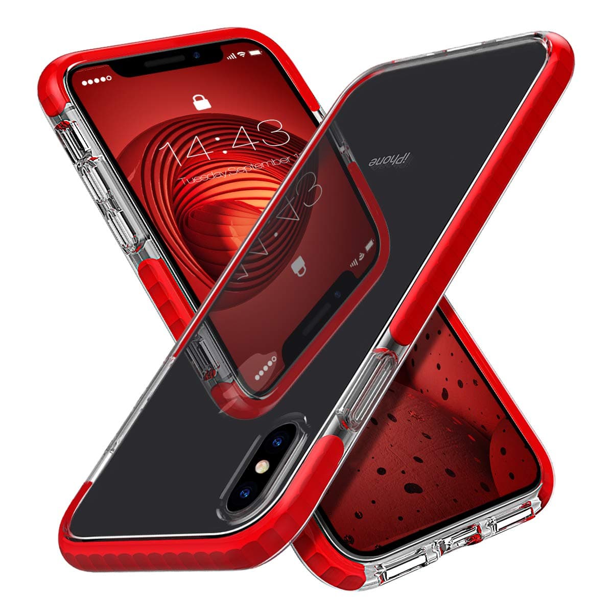 MATEPROX iPhone Xs Case Clear iPhone X Case Clear Thin Slim Anti-Yellow Anti-Scratches Cover Shockproof Bumper Case for iPhone Xs/X 5.8'' (Red)