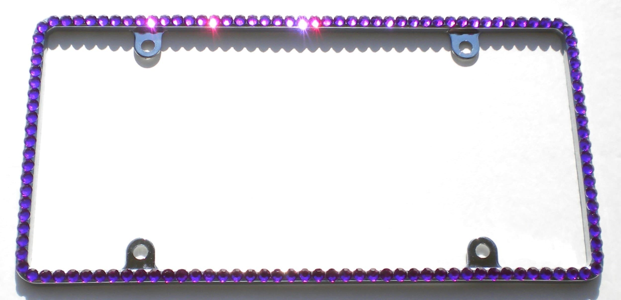 Thin 1 Row Amethyst Purple Rhinestone License Plate Frame Crystal Sparkle Bling