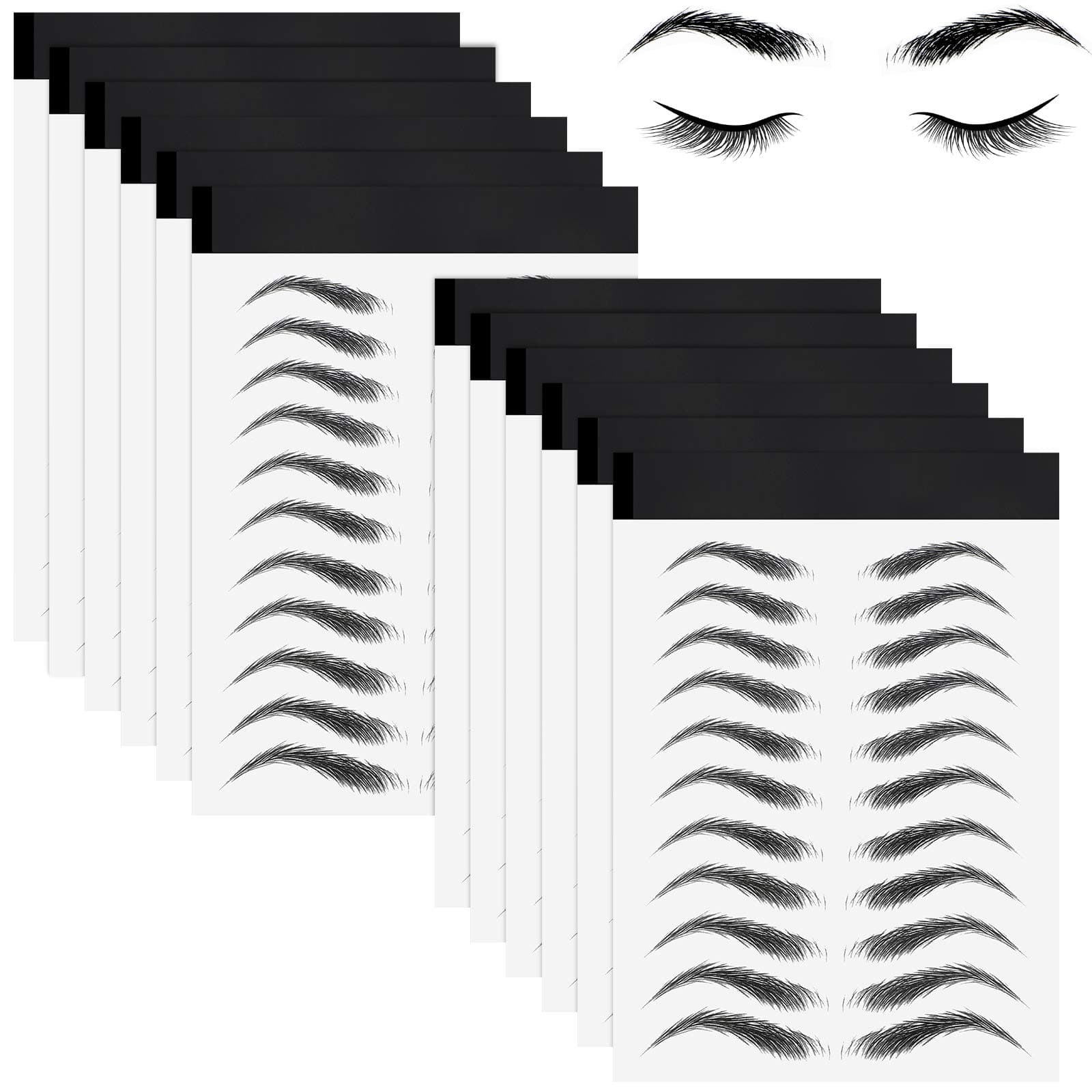 Maitys 12 Sheets 108 Pairs 4D Hair Like Waterproof Eyebrow Tattoos Stickers Temporary Transfer Brows Decal Peel off Fake Eyebrow Sticker Instant Authentic Brow Decal for Women(Classic Style)