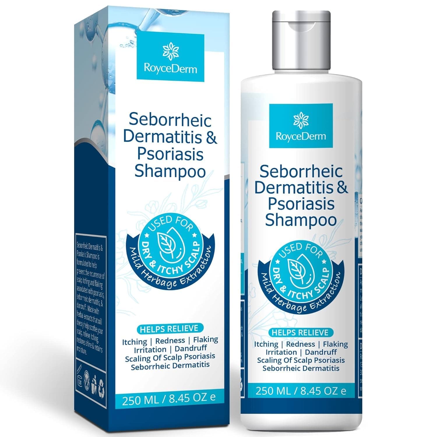 Roycederm Psoriasis & Seborrheic Dermatitis Shampoo, Folliculitis & Dandruff Treatment, Dry Itchy Scalp Care