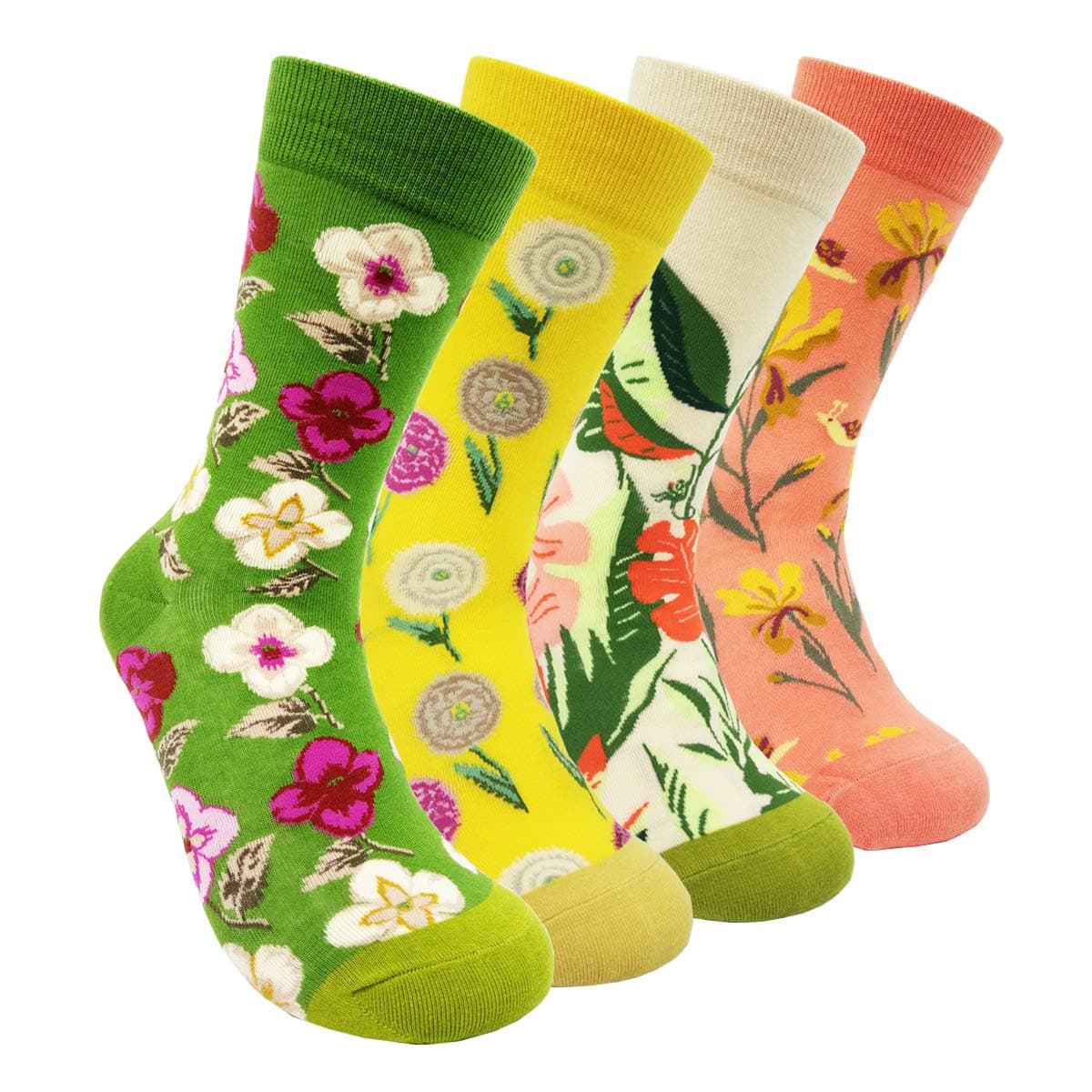 HSELL Womens Novelty Socks with Colorful Flower Design Fancy Gift for Mom Lady Breathable Cotton Socks for Daily Wear