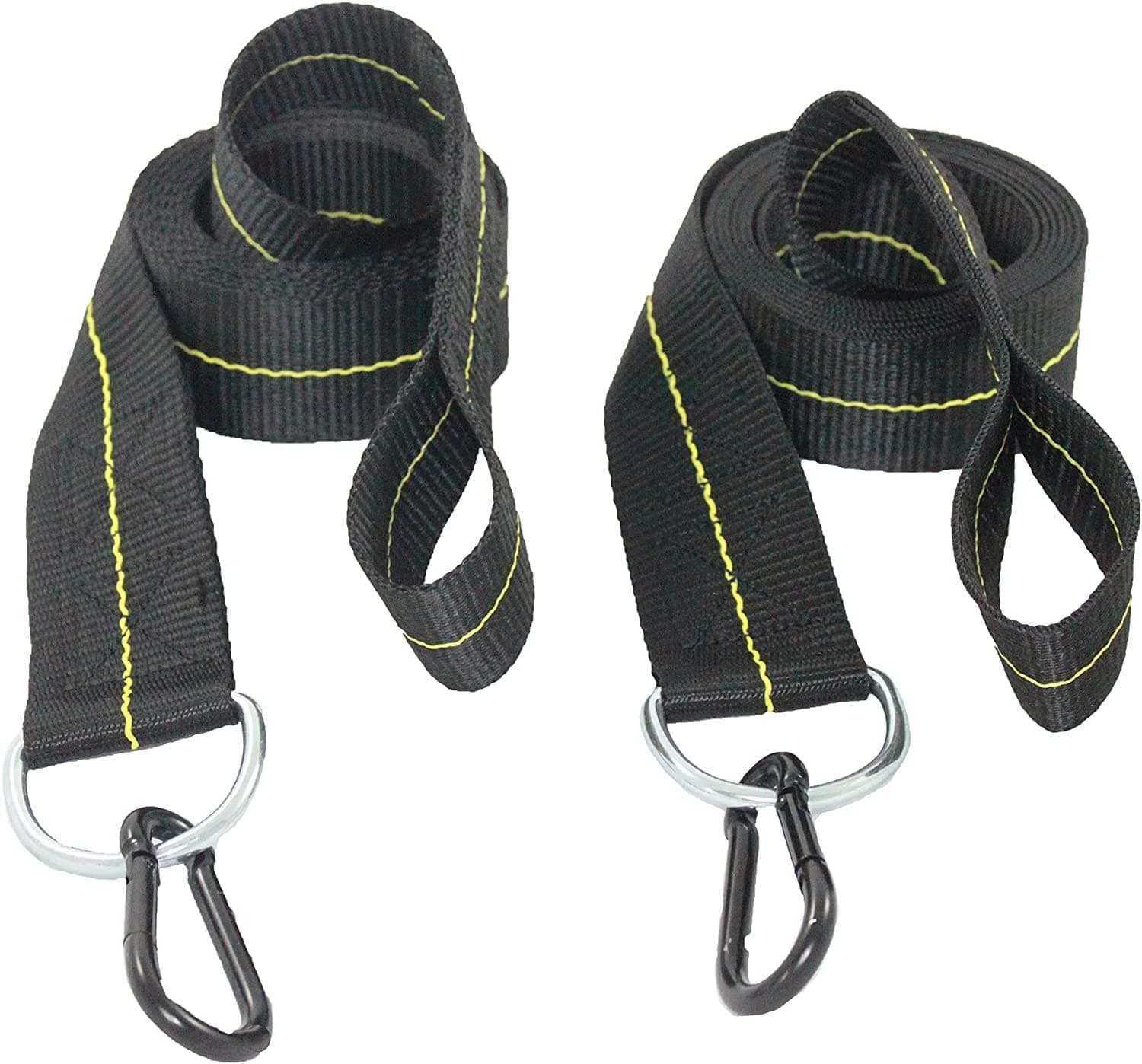 Hammock Straps - Set of 2 Hammock Tree Straps with Heavy Duty Carabiner Clips - 2 Inch X 8 Foot Long Straps for Hammock Camping, 4,000 lb Webbing - Made in USA Black