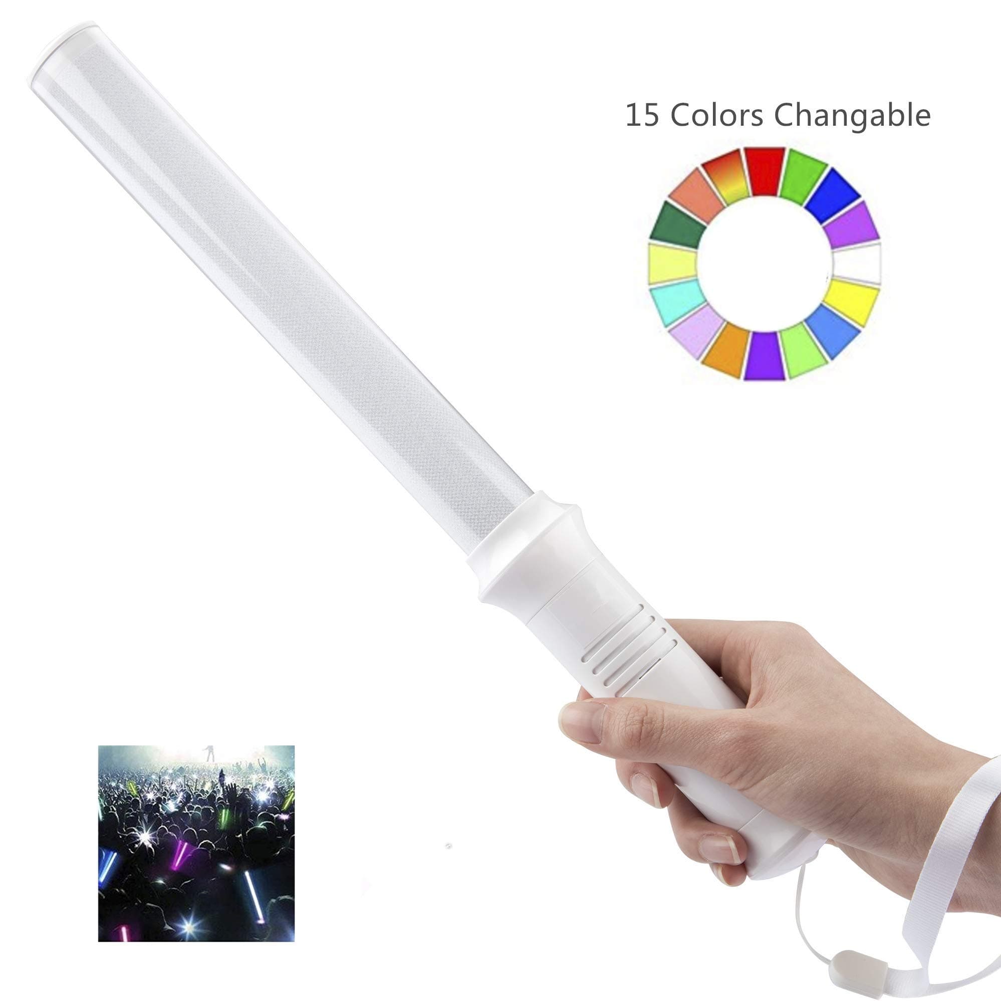 Multicolor LED Glow Sticks,15 Color Changing Traffic Safety Baton,Party Flashing Light, 2 Lighting Modes, Ultra Bright Flashing Light Sticks for Festivals, Raves, Birthdays,Parking Guides and Dog Walk