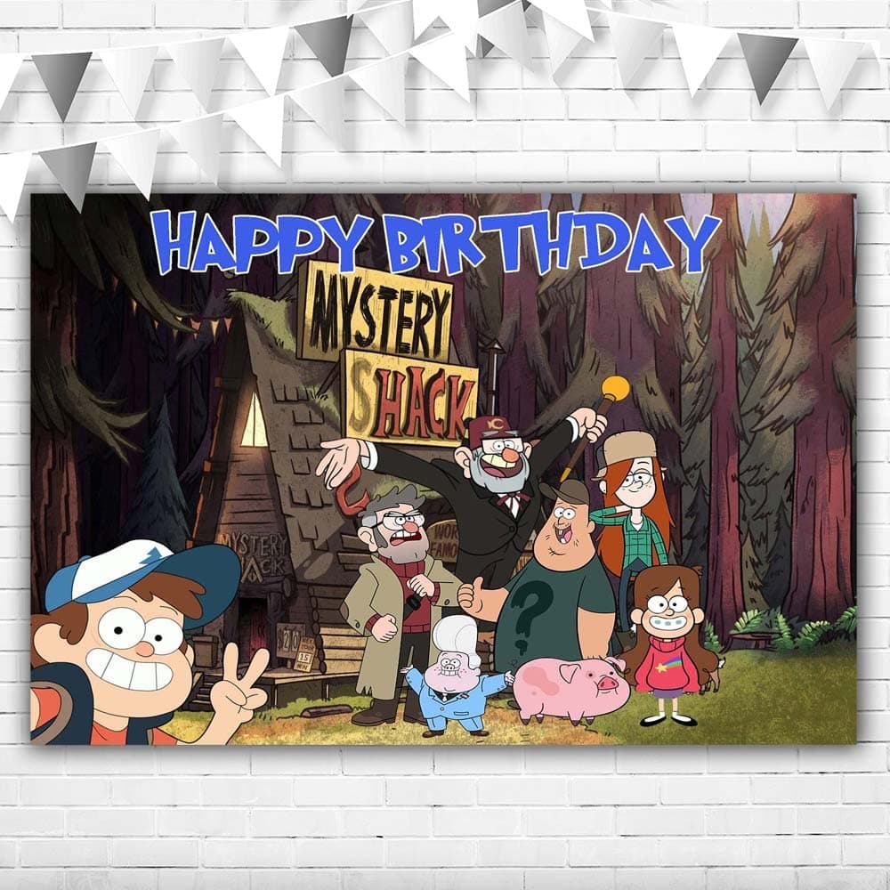 Gravity Falls Birthday Party Supplies Backdrop 5x3ft Happy Birthday Gravity Falls Theme Background for 1st Birthday Vinyl Gravity Falls Party Banner