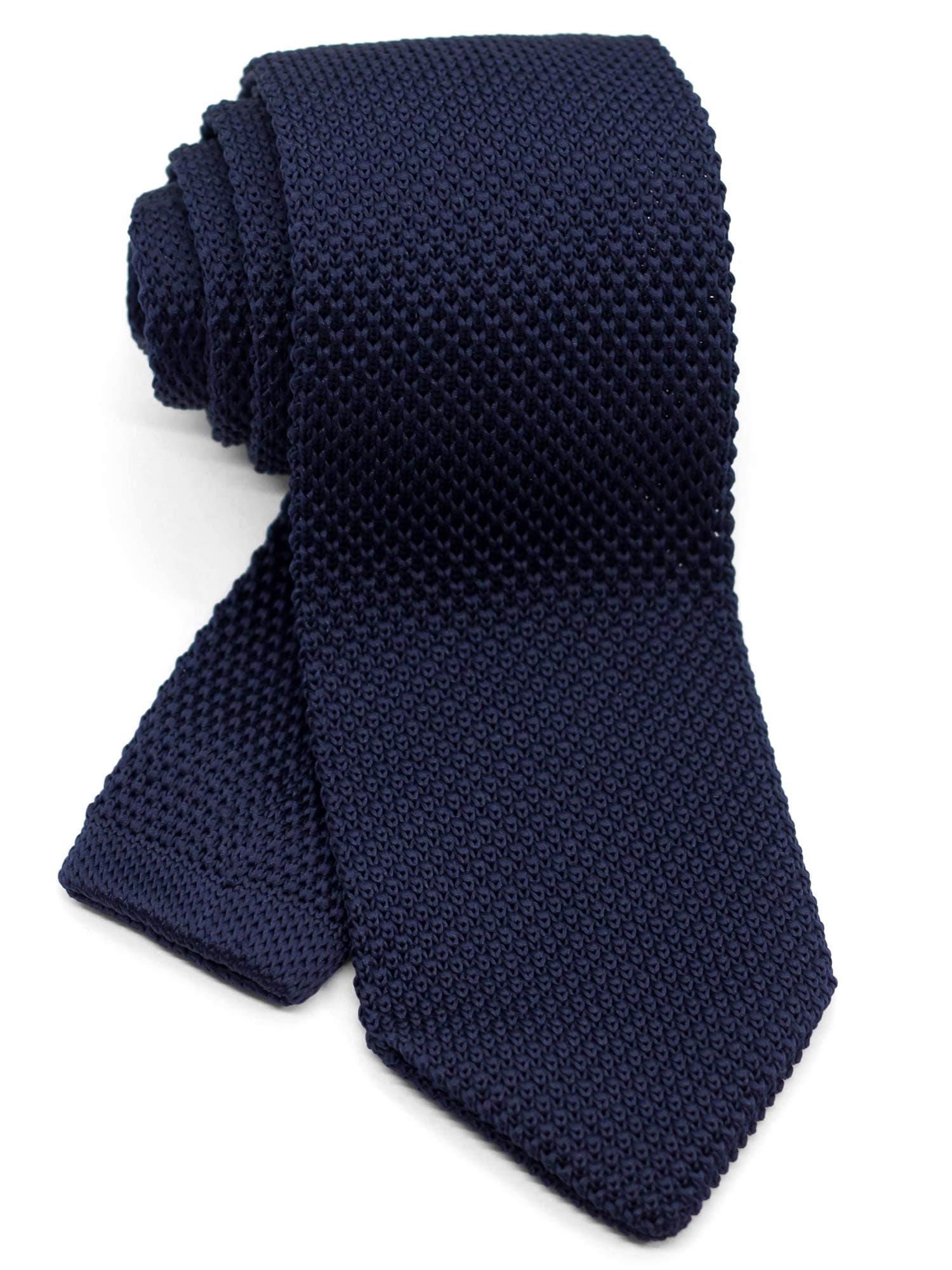 WANDMMen's Pointed Knit Tie Necktie Width 2.75 inches Washable Solid Color Navy Blue