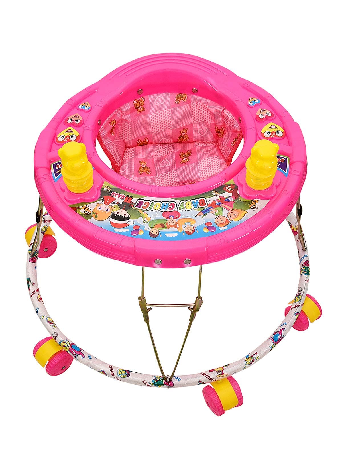NewAge Baby Walker - Round Base Single Horn Without Music Walker for 9 Months to 1.5 Years (Pink 1) Design May Vary