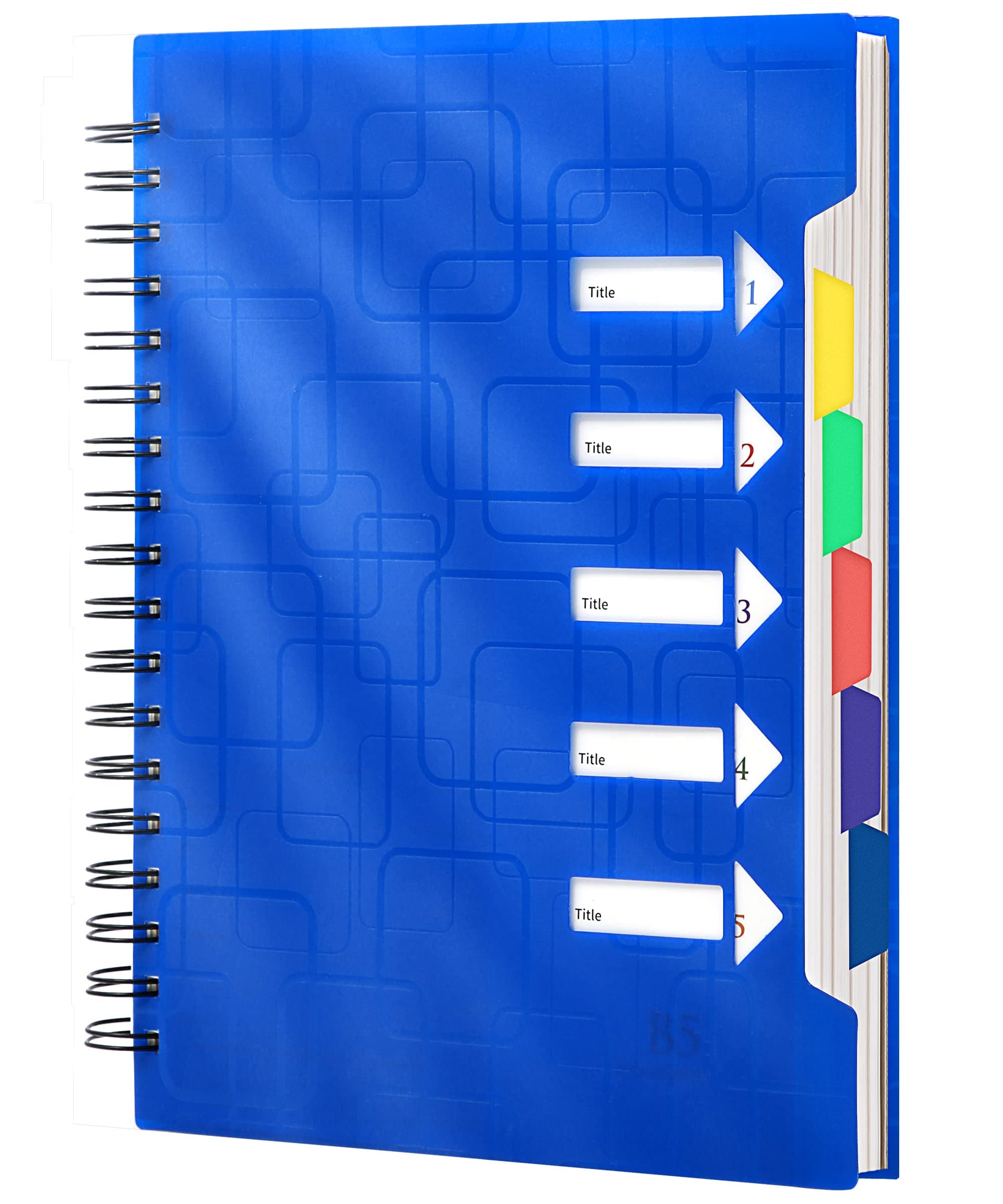 CAGIE Spiral Notebook 5x7 Small Notebooks College Ruled 5 Subject Notebook with Dividers A5 for Work Office School Supplies Journal, 240 Pages/ 120 Sheets, Blue