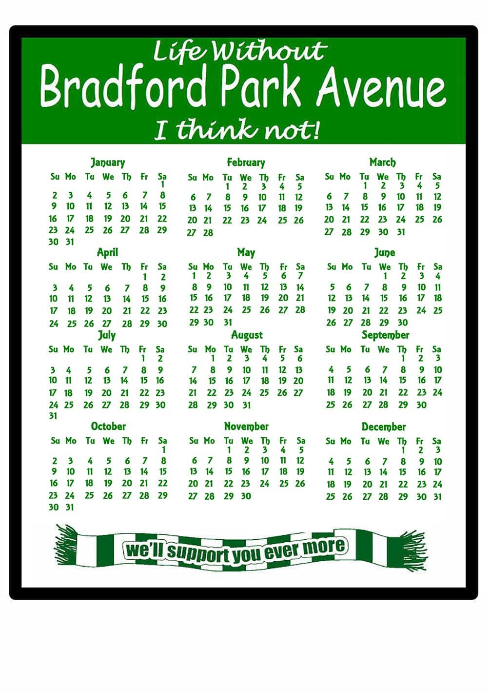 magnetsandhangers Bradford Park Avenue - 2022 calendar Mouse mat - useful gift for football fans