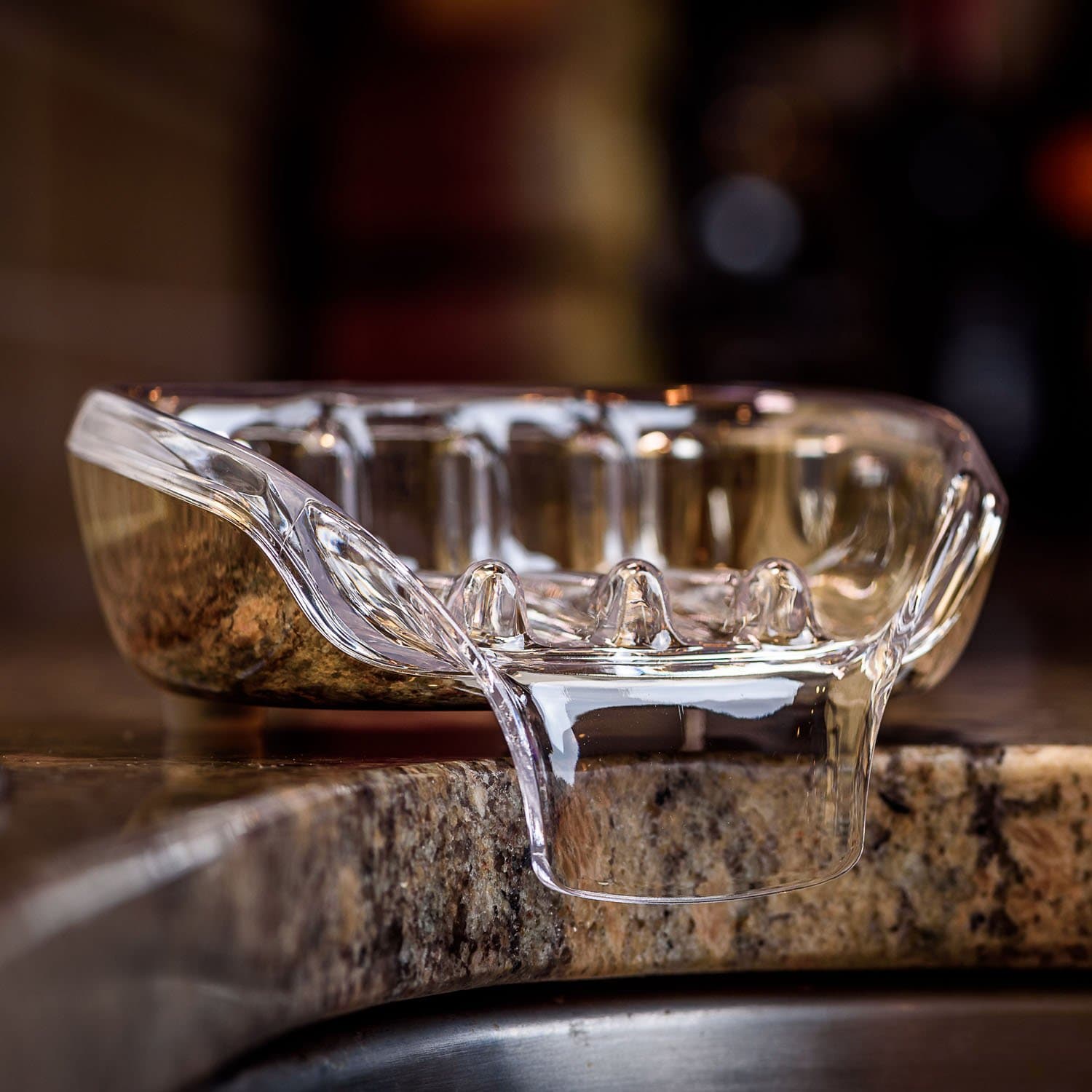 krevare Soapseat - Self Draining Soap Dish with Adjustable Legs. The Elegant Solution to Slimy Soaps! Crystal/Nickel