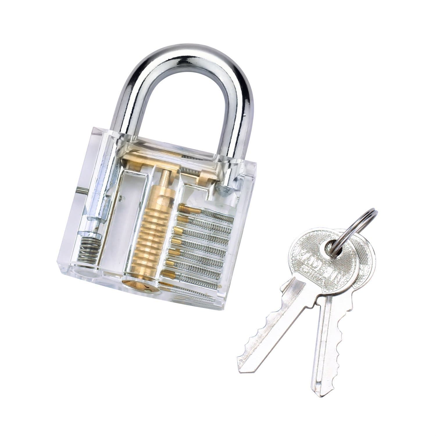 Transparent Lock- SUYIZN® Training Lock Professional Cutaway Inside View of Practice Keyed Padlocks Training Skill Pick for Locksmith with 2 Keys ZKQ97