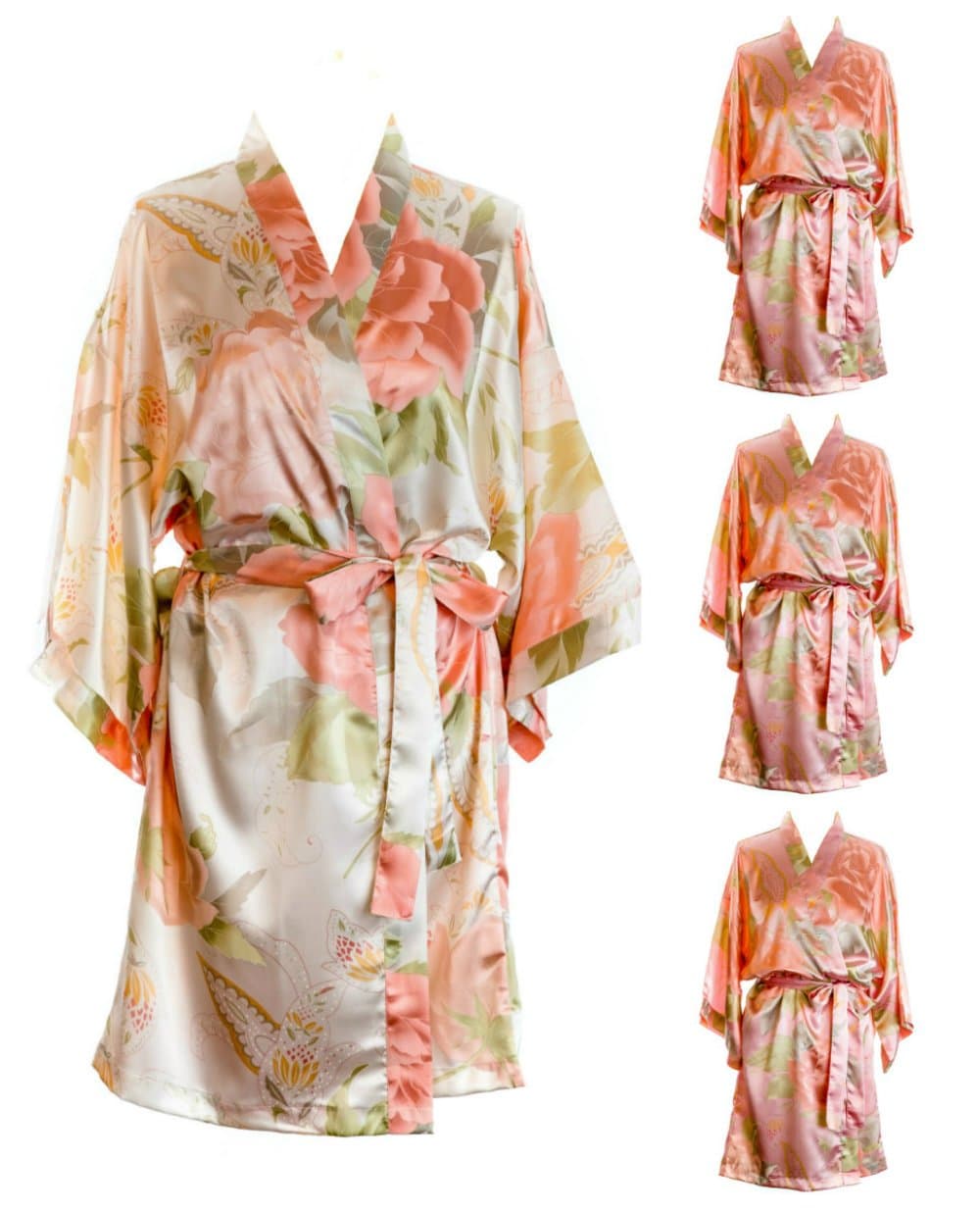 Bridesmaid Robes Multipacks Satin Vintage Floral Dressing Gown Sets Kimonos Silk Bride to Be Matching