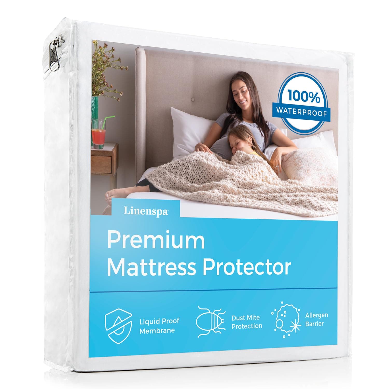 LINENSPA Premium Mattress Protector - 100% Waterproof - Hypoallergenic - 10 Year Warranty - Vinyl Free - Cal King
