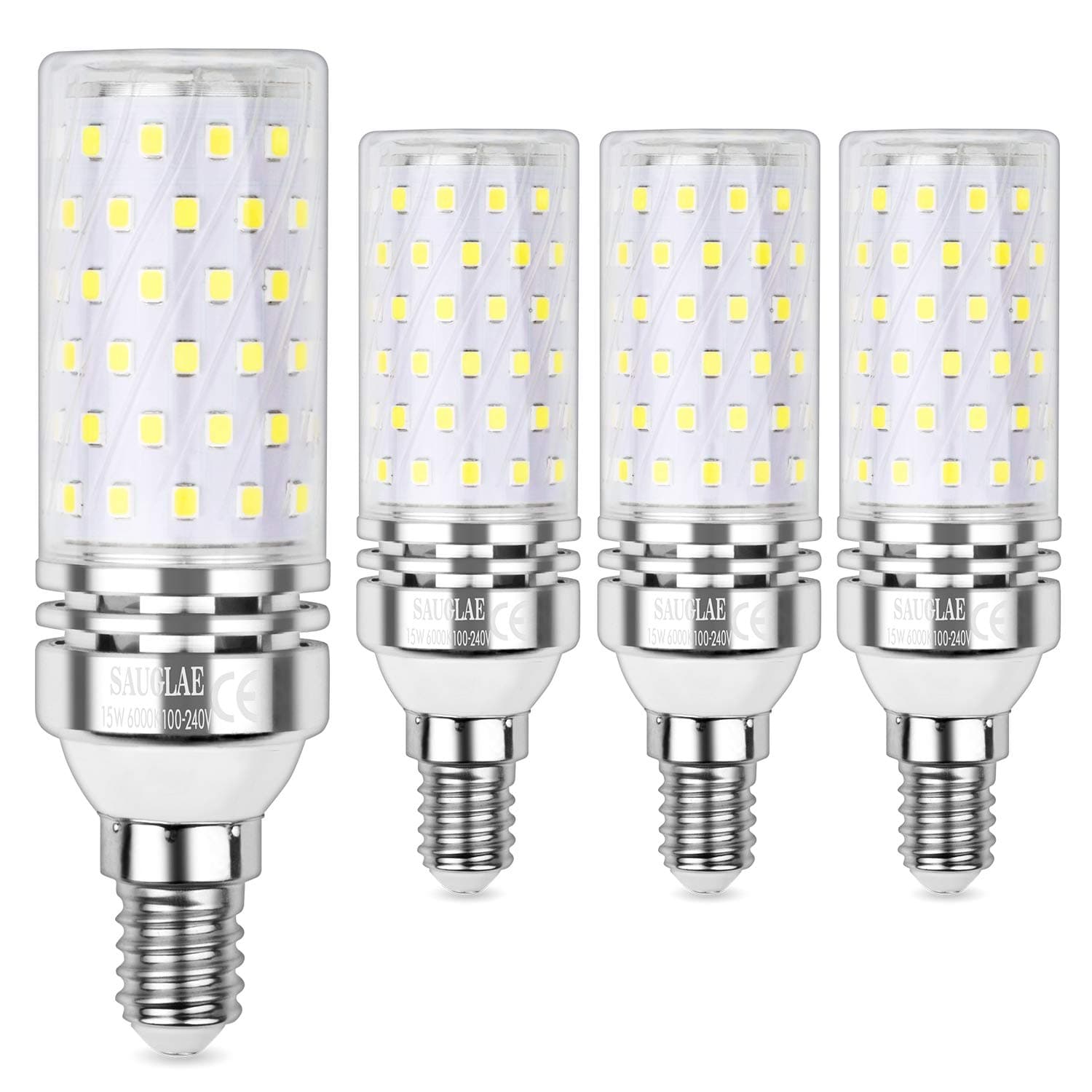 Led Corn Bulbs 15W, 120W Incandescent Bulbs Equivalent, 6000K Daylight White, 1700Lm, E14 Small Edison Screw LED Light Bulbs, Non-Dimmable, Pack of 4