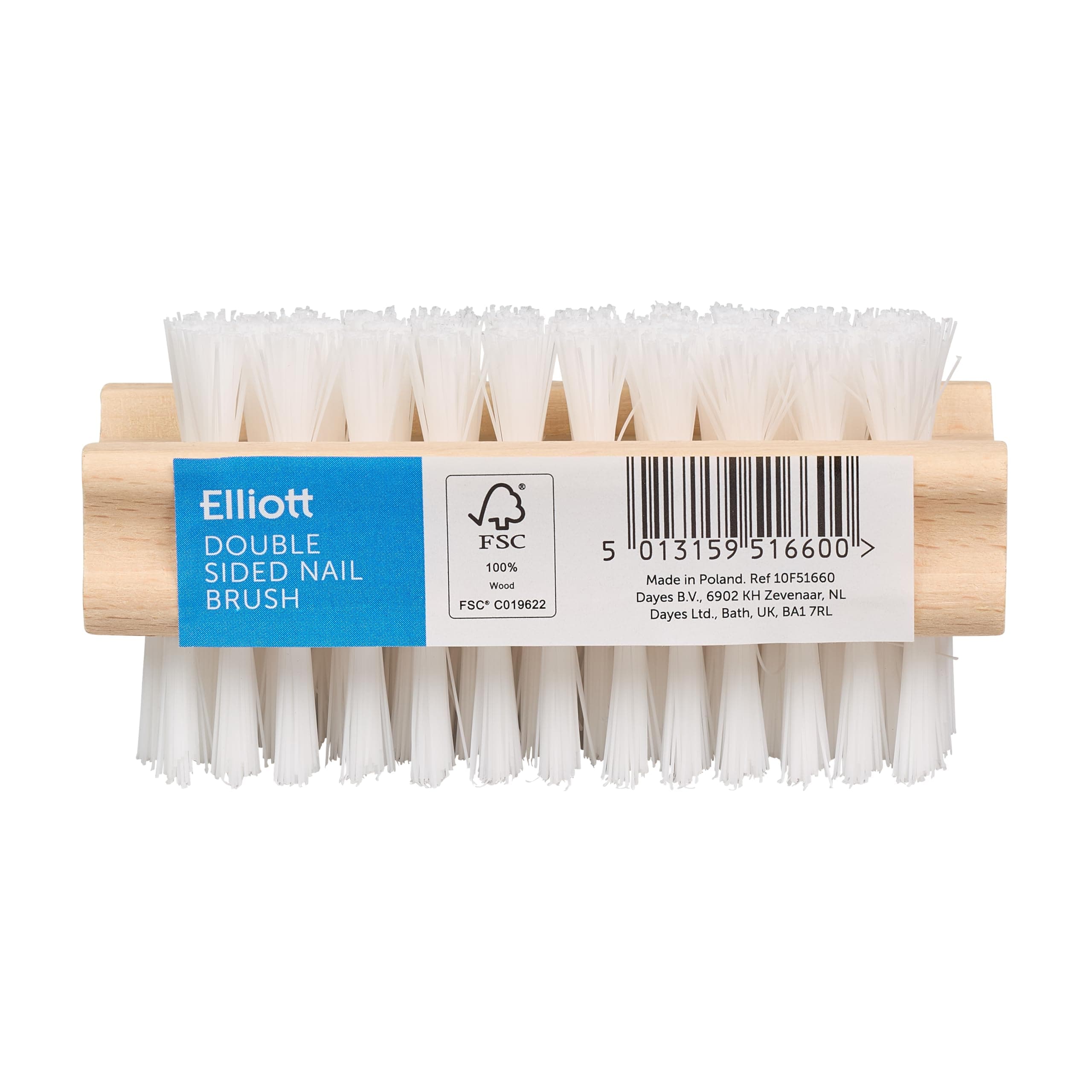 Elliott Wooden Nail Brush, Double Sided Hand and Nail Cleaning Brush, Scrubbing Brush to Clean Fingertips, Can Be Used on Fingernails and Toenails, Perfect for At Home Manicure and Pedicure