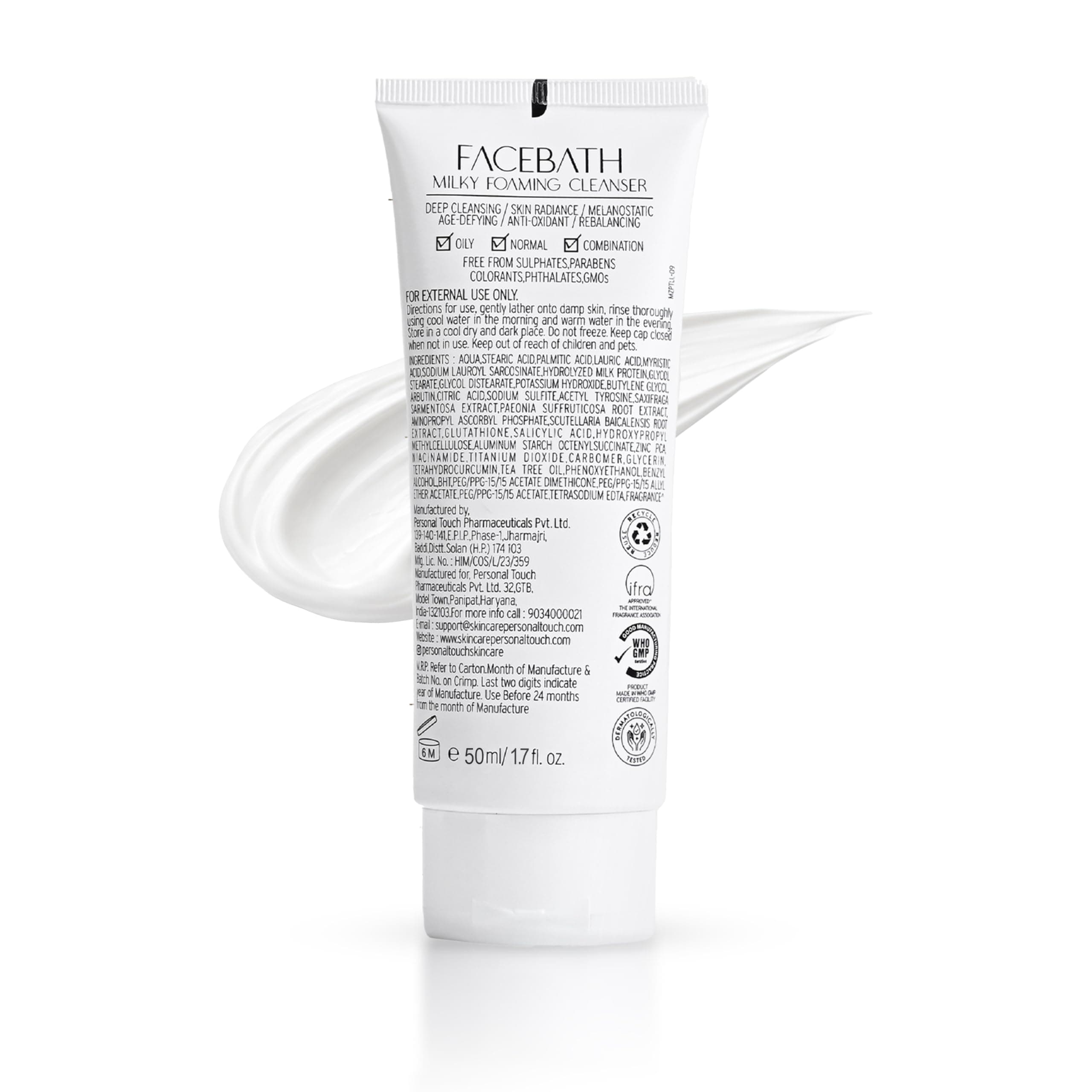 Personal Touch Face Wash for Women & Men | Deep Cleansing Face Cleanser with Niacinamide, Salicylic Acid & Tea Tree | Radiance, Pigmentation Care | Age-Defying, Anti-Oxidant, Rebalancing | 50 ml