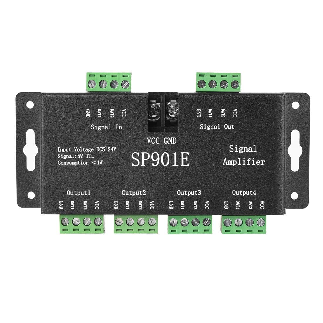 SP901E WS2812B WS2811 SPI Signal Amplifier Repeater for WS2813 SK6812 WS2815 WS2801 SK9822 etc All The RGB Addressable Strip Light and Dream Color Programmable LED Matrix Panel