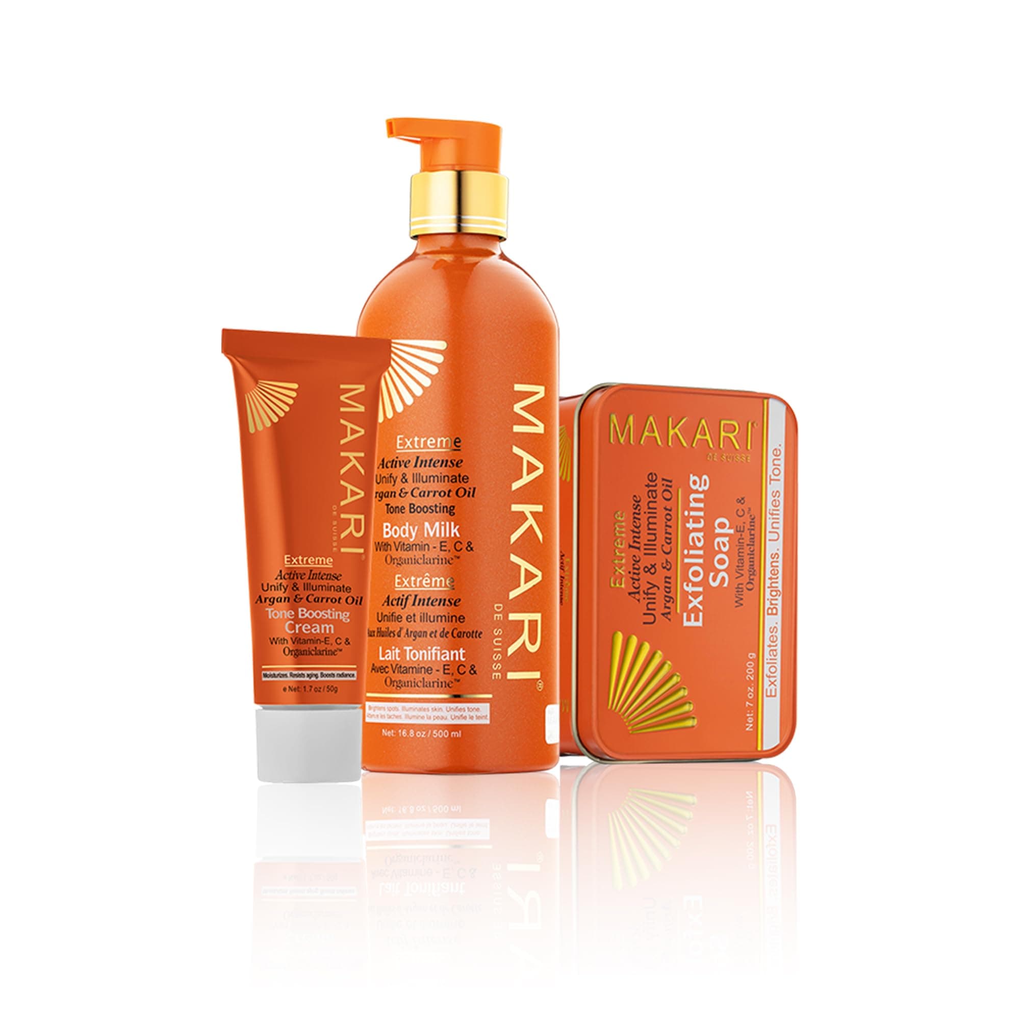 Extreme Argan & Carrot Oil 3-Piece Gift Set | Exfoliating Soap, Tone-Boosting Body Lotion & Face Cream | Botanical Self-Care Kit for All Skin Types