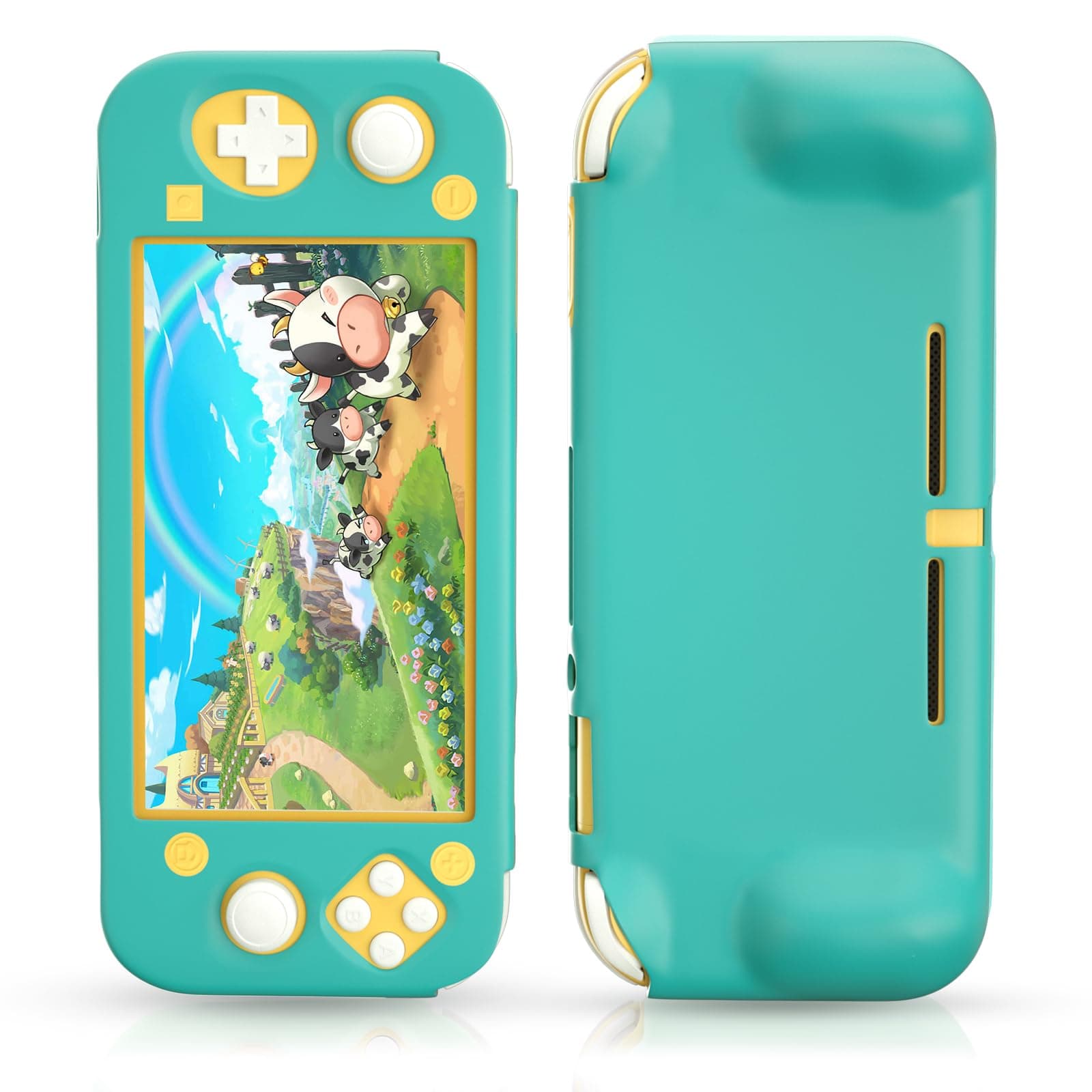 Soft Rubber Case for Switch Lite with Tempered Glass Screen Protector and 6 Thumb Grips