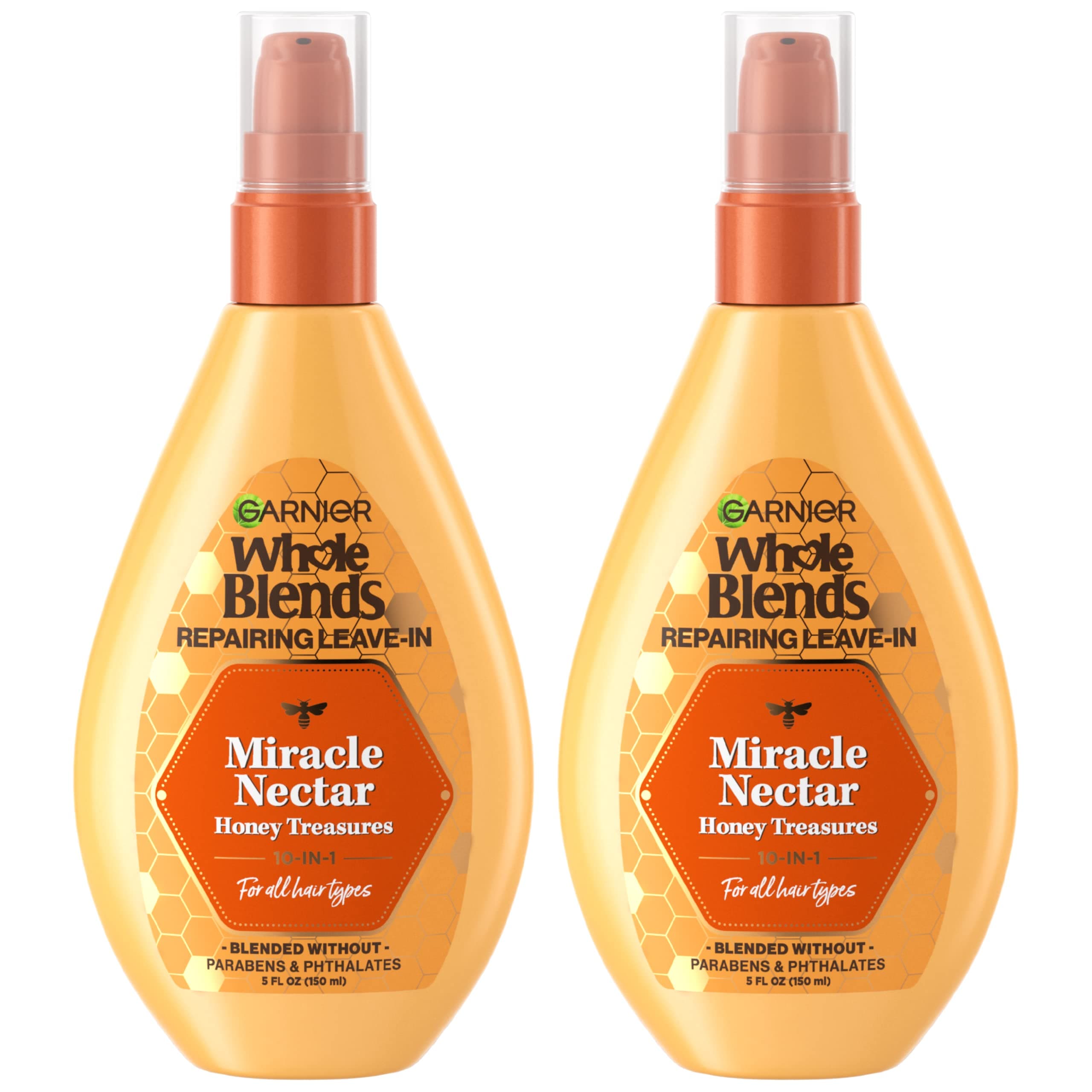 Whole Blends Sulfate Free Remedy Miracle Nectar 10-in-1 Repairing Leave-In Conditoner for All Hair Types, Honey Treasures, 5 Fl Oz, 2 Count (Packaging May Vary)