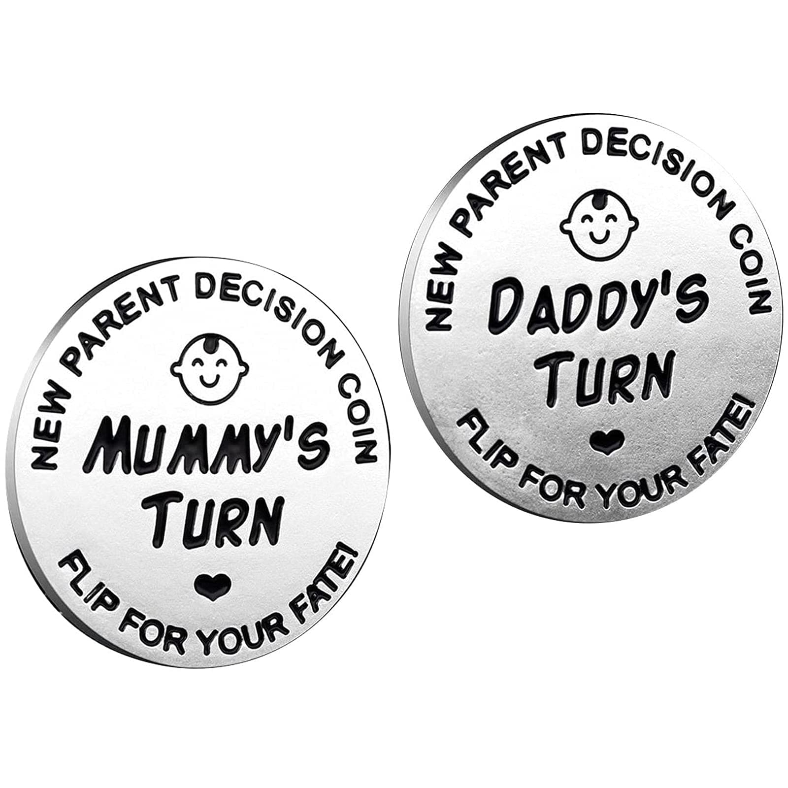 New Parents Decision Coin, Stainless Steel Commemorative Coins, Gifts for Dad Mum, Newborn Baby Gifts, New Mum Gifts,Baby Shower Gift,Birthday, Anniversary (Silver)