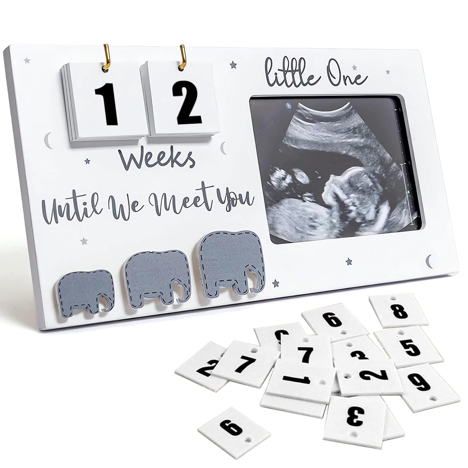 Baby First Scan Photo Frames Pregnancy Announcement Gifts,Baby Sonogram Picture Frame Countdown Weeks,Ultrasound Picture Pregnant Mom Wooden Photo Mum to be Pregnancy Gifts.