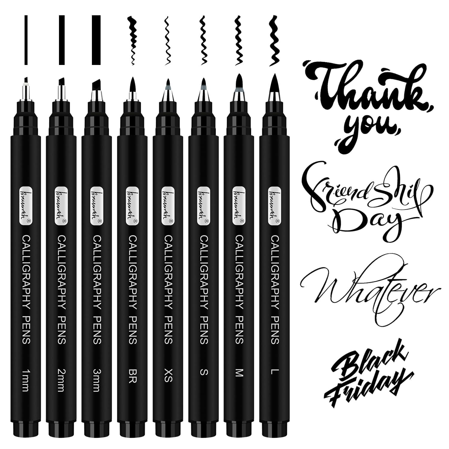 Calligraphy Pens,8 Size Calligraphy Pens for Writing,Brush Pens Calligraphy Set for Beginners, Hand Lettering Pens