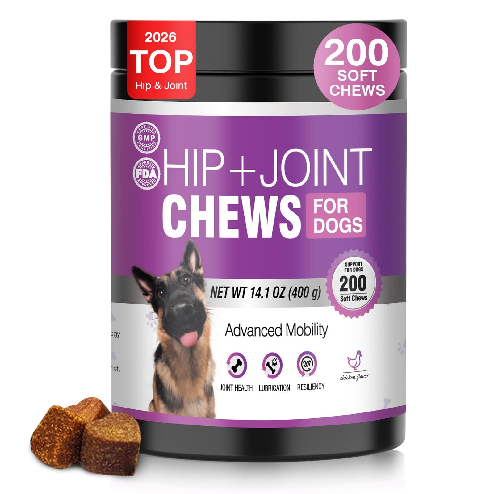 Glucosamine for Dogs 200pcs Joint Support Supplement Dog Hip and Joint Chondroitin Chews Treats with MSM Dog Joint Pain Relief Mobility Supplements Chicken Flavor Fit All Large Small Medium Breed