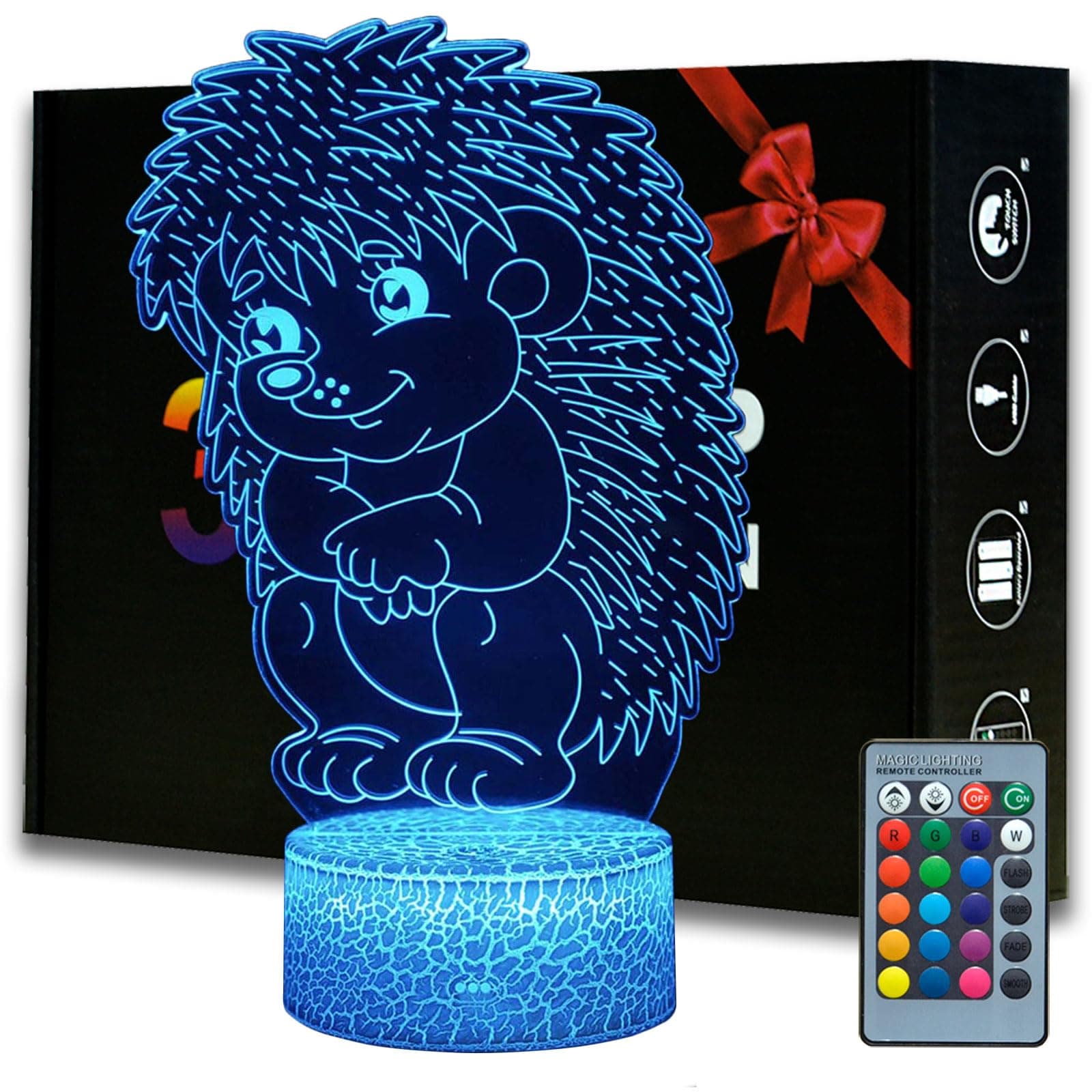 Magiclux 3D Illusion Sonic Night Light, Anime Hedgehog Desk Lamp with Remote Control Kids Bedroom Decoration, Sonic Toys Gifts for Boys Girls