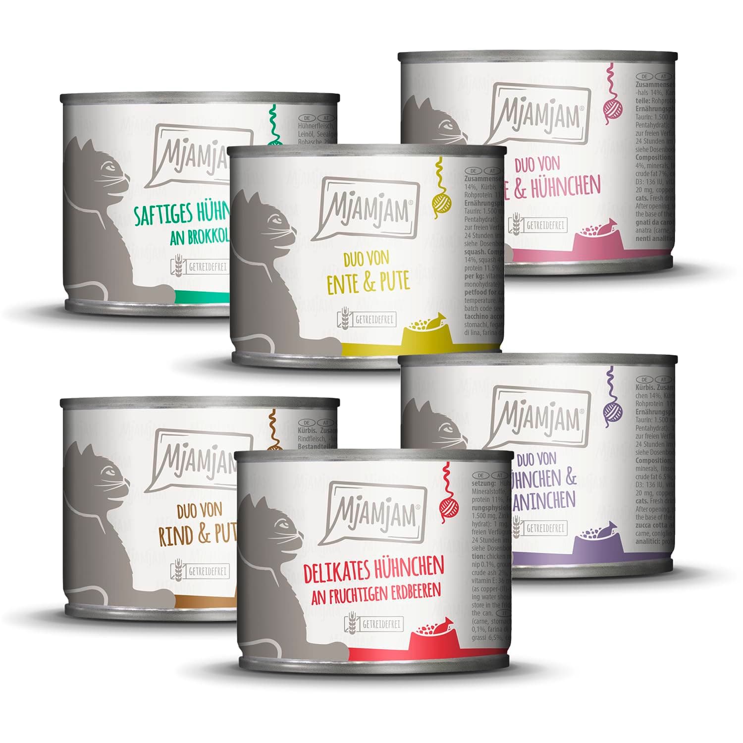 MjAMjAMPremium wet food for cats - Mixed package 6 for your cat, 6 pack (6 x 200 g), grain-free with extra meat