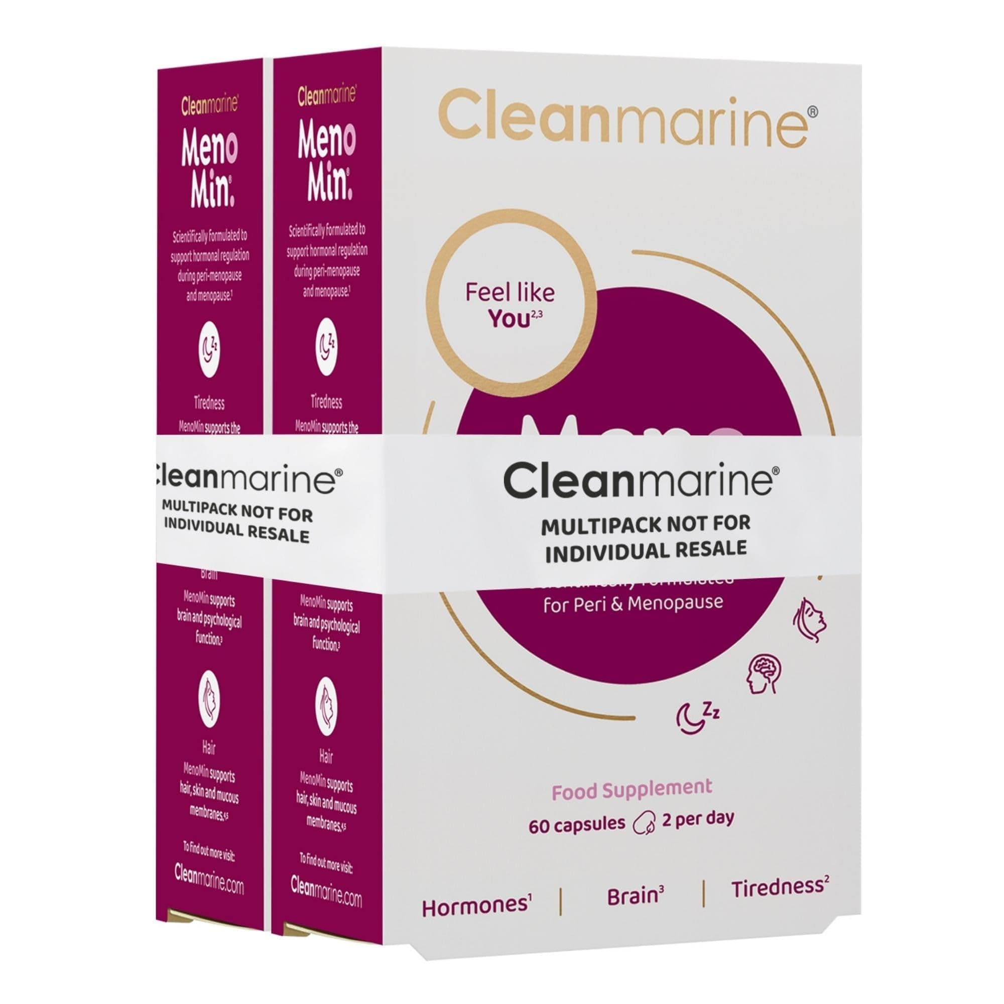 Menomin - Menopause Support - Highly Absorbable Omega 3 with Soy Isoflavones - Vitamins B1, B2, B6, B12, Folic Acid, Biotin and D3-30 Servings - 120 Capsules - Multipack