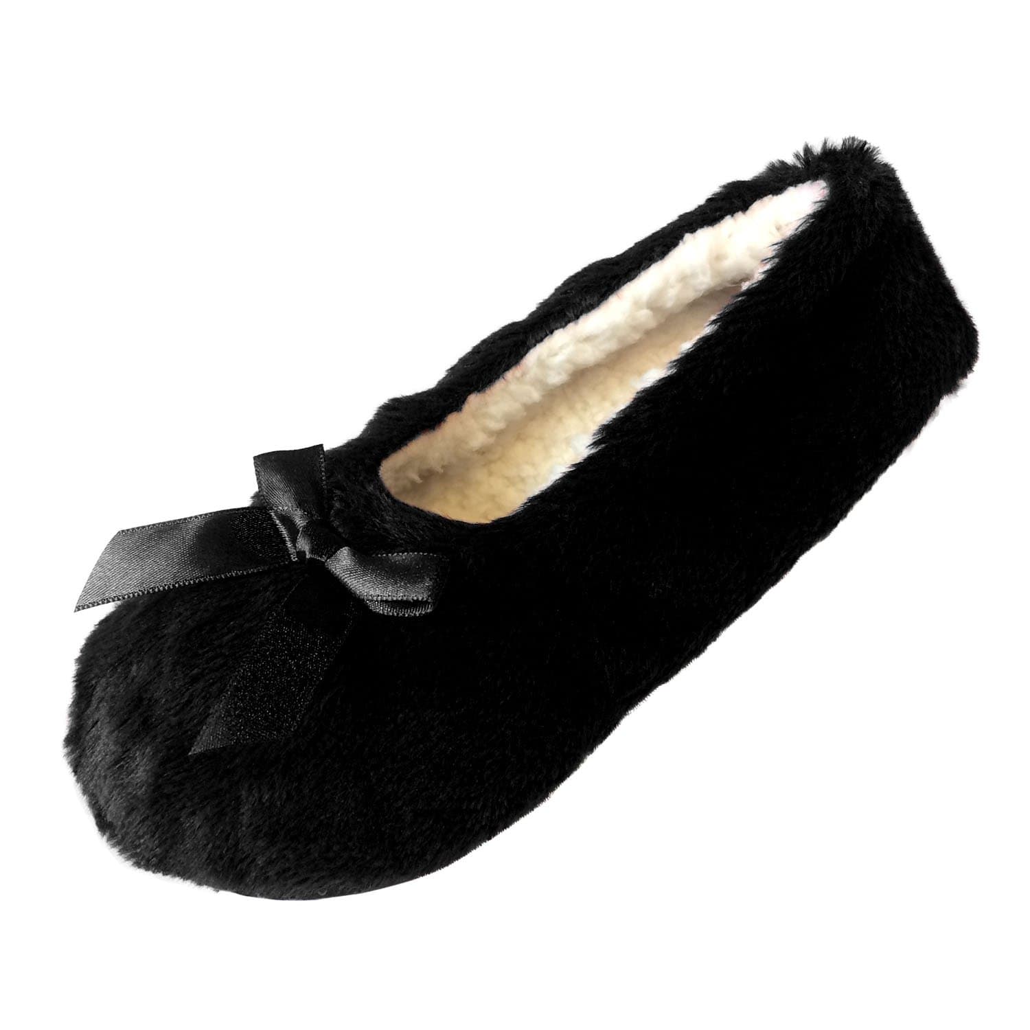 TOOTSIES Ladies Womens Girls Cut Pile Design Ballerina Style Slippers with Warm Cosy Coral Fleece Lining and Grip Soles