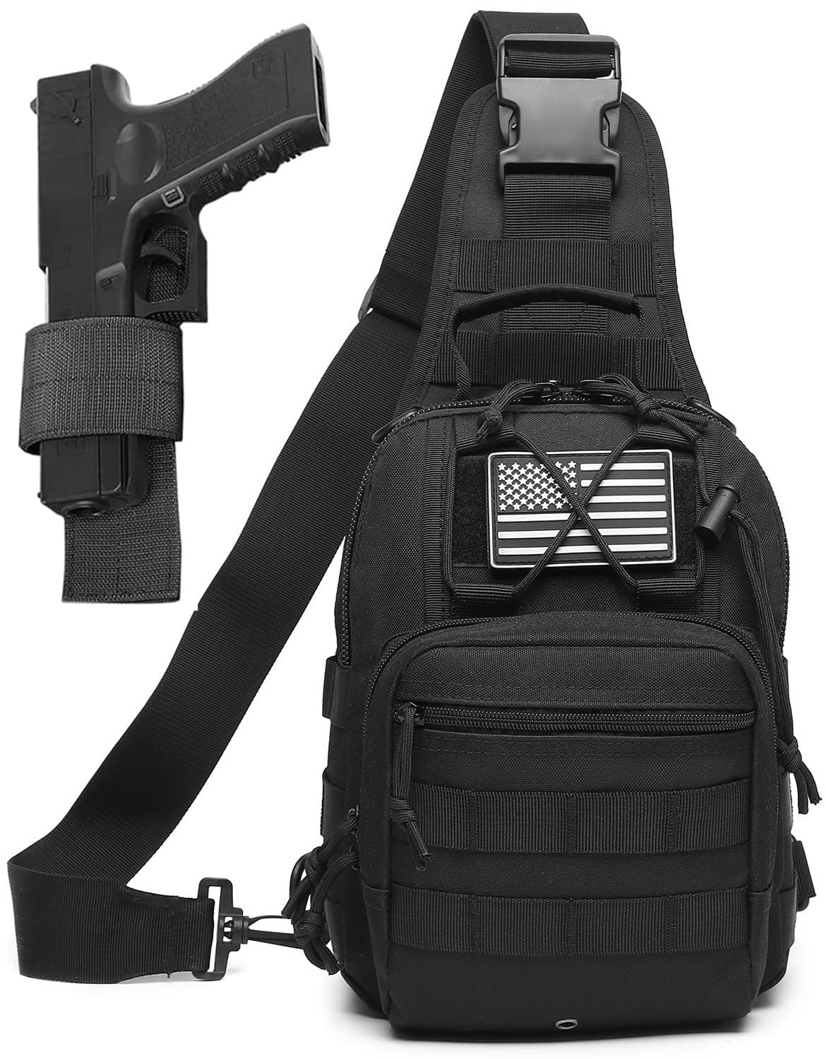 Small Tactical Sling Bag for Men with Holster Military EDC Shoulder Bag CCW Crossbody Bag 7 Liters