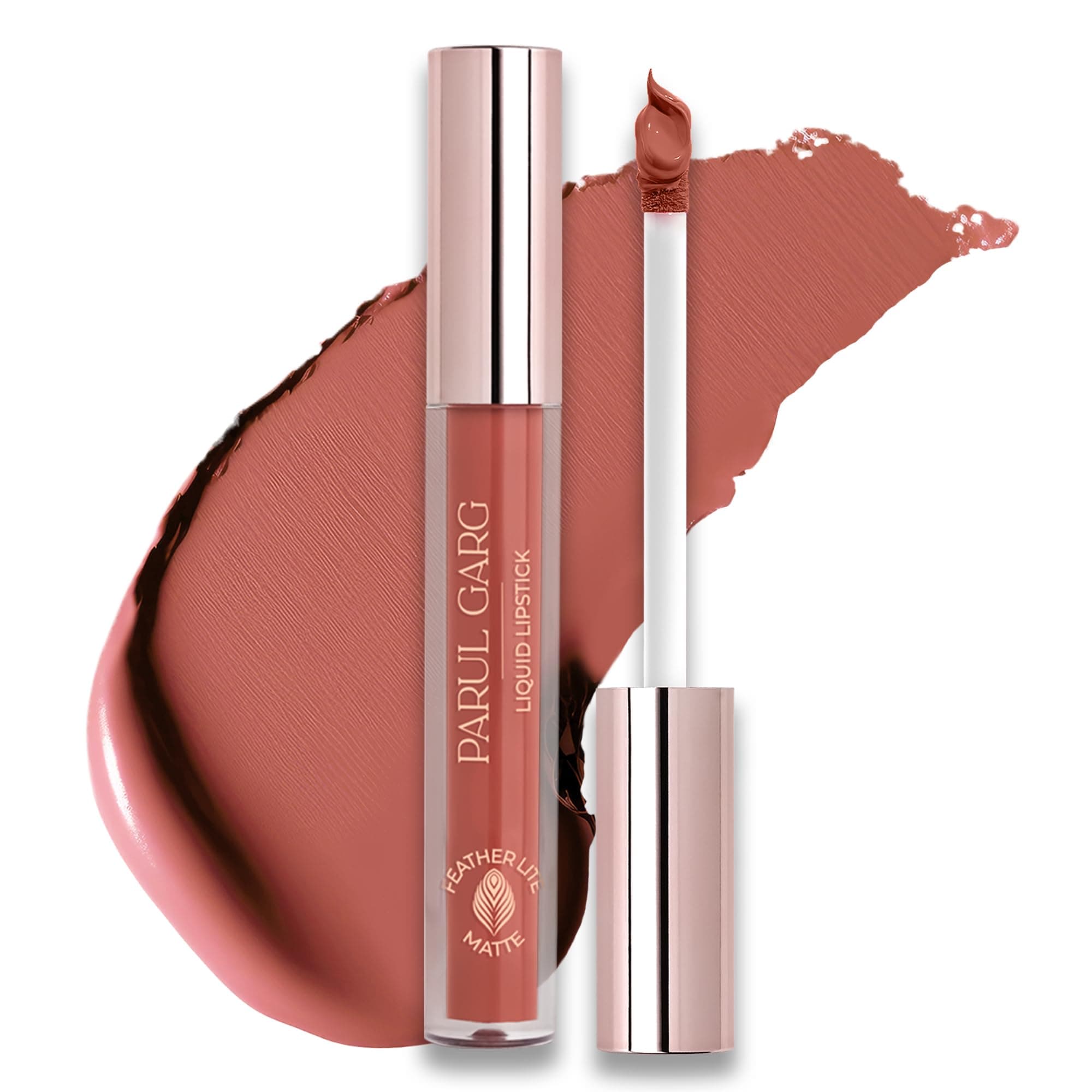 Beauty Featherlite Matte Liquid Lipstick | High-Pigment, Long-Wear & Non-Drying | Lightweight & Transfer-Proof | 100% Vegan & Clean Beauty | Obsessed - Blush Brown | 2.5ml