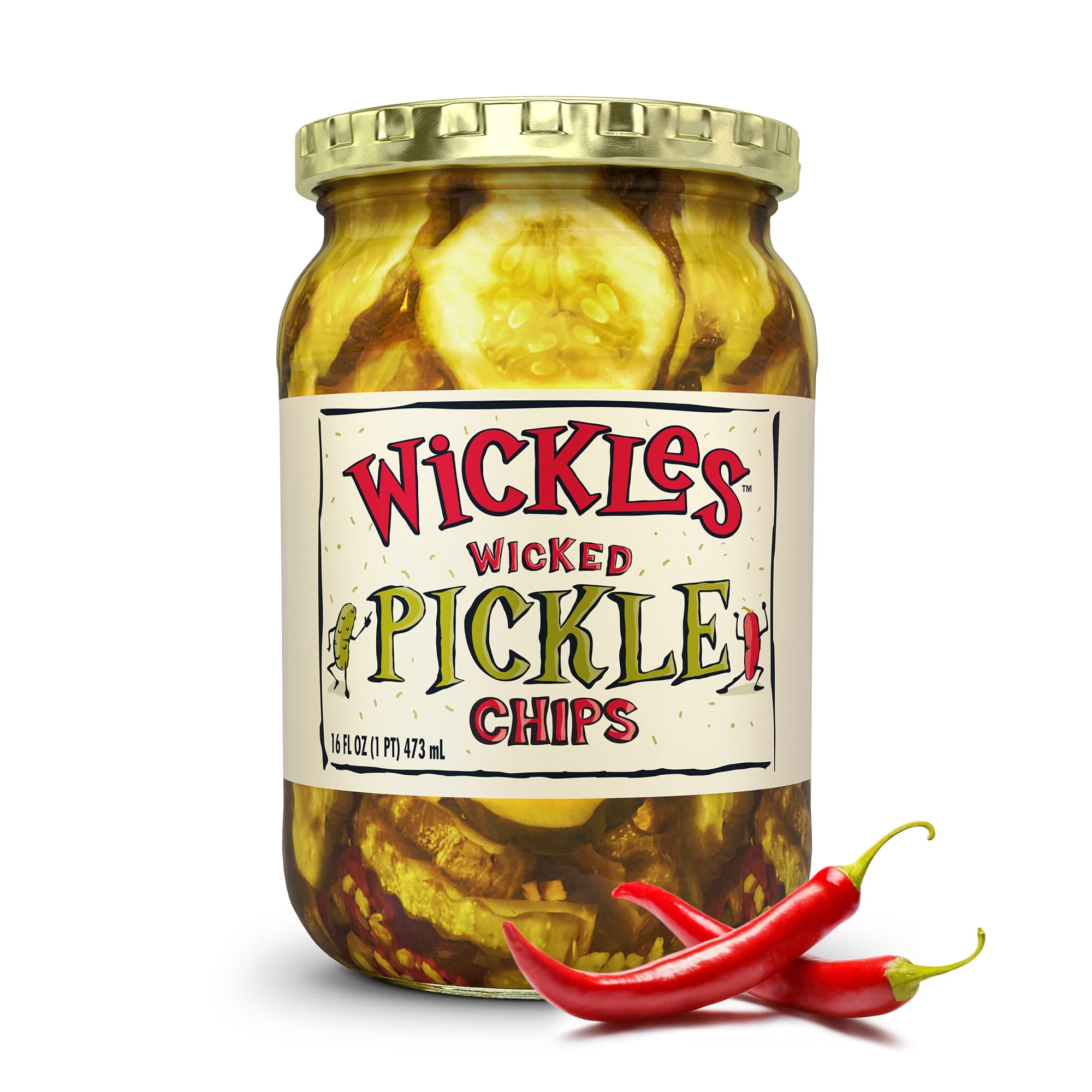 Wickles Pickles Wicked Pickle Chips (6 Pack) - Sweet & Spicy Garlic Pickle Slices - Hot Pickle Chips - Slightly Sweet, Definitely Spicy, Wickedly Delicious (16 oz Each)