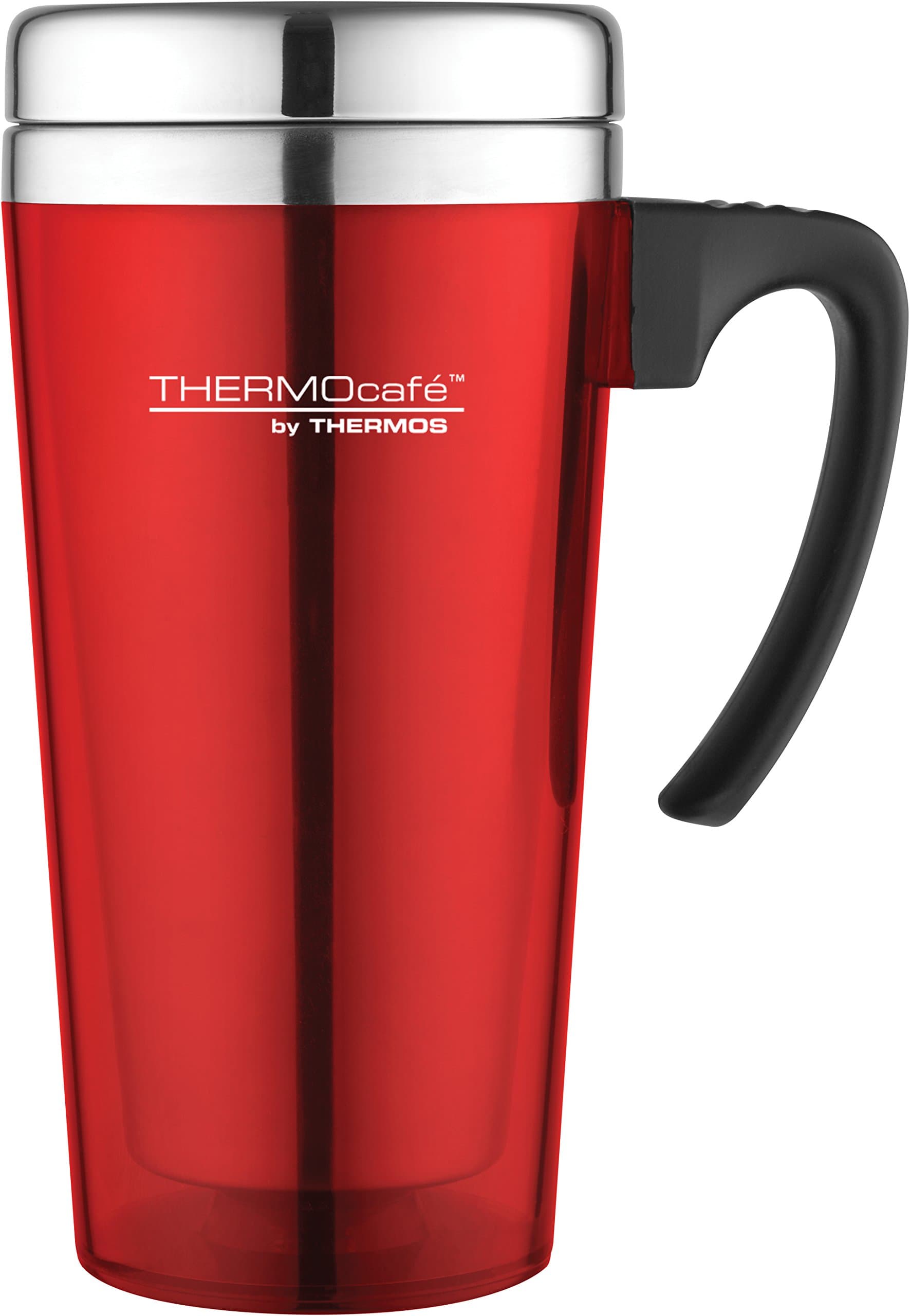 ThermoCafé by Thermos, Plastic Translucent Travel Mug, Red, 420 ml