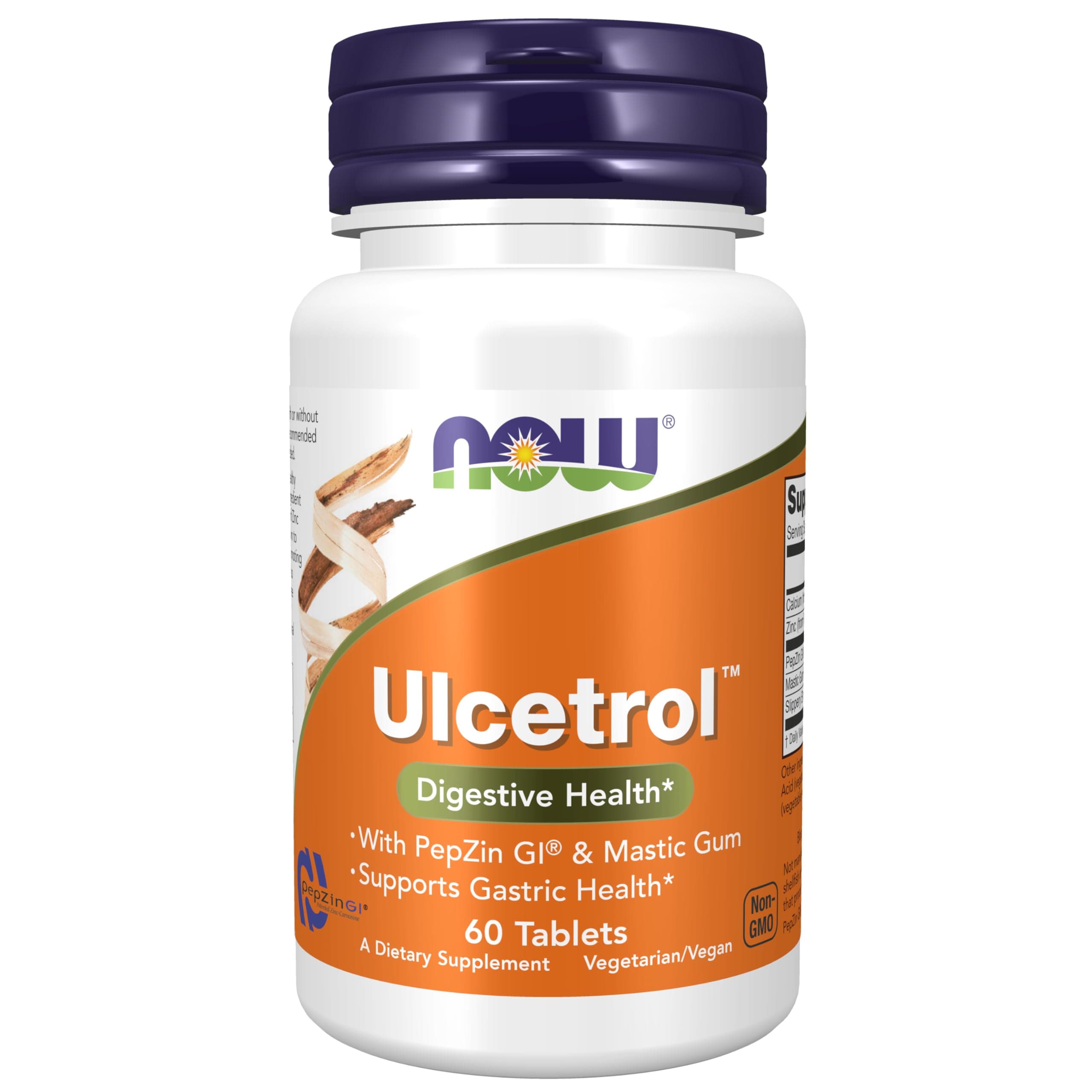 NOW Foods Supplements Ulcetrol™, Digestive Health*, With PepZin GI® & Mastic Gum, Supports Gastric Health*, 60 Tablets