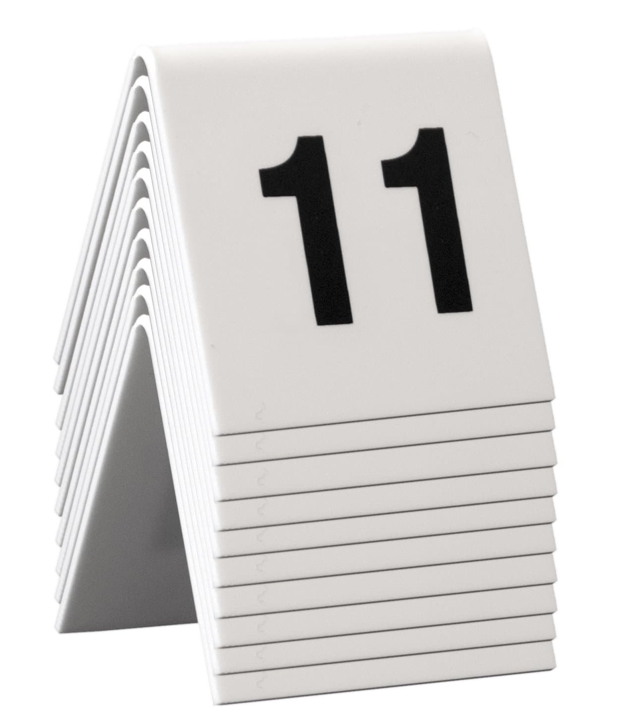 Securit Set of 10 Table Number Signs, White Plastic Tent Style Table Number Cards for Bars, Restaurants, Cafes or Wedding Receptions - Set 11-20 4x4x5cm