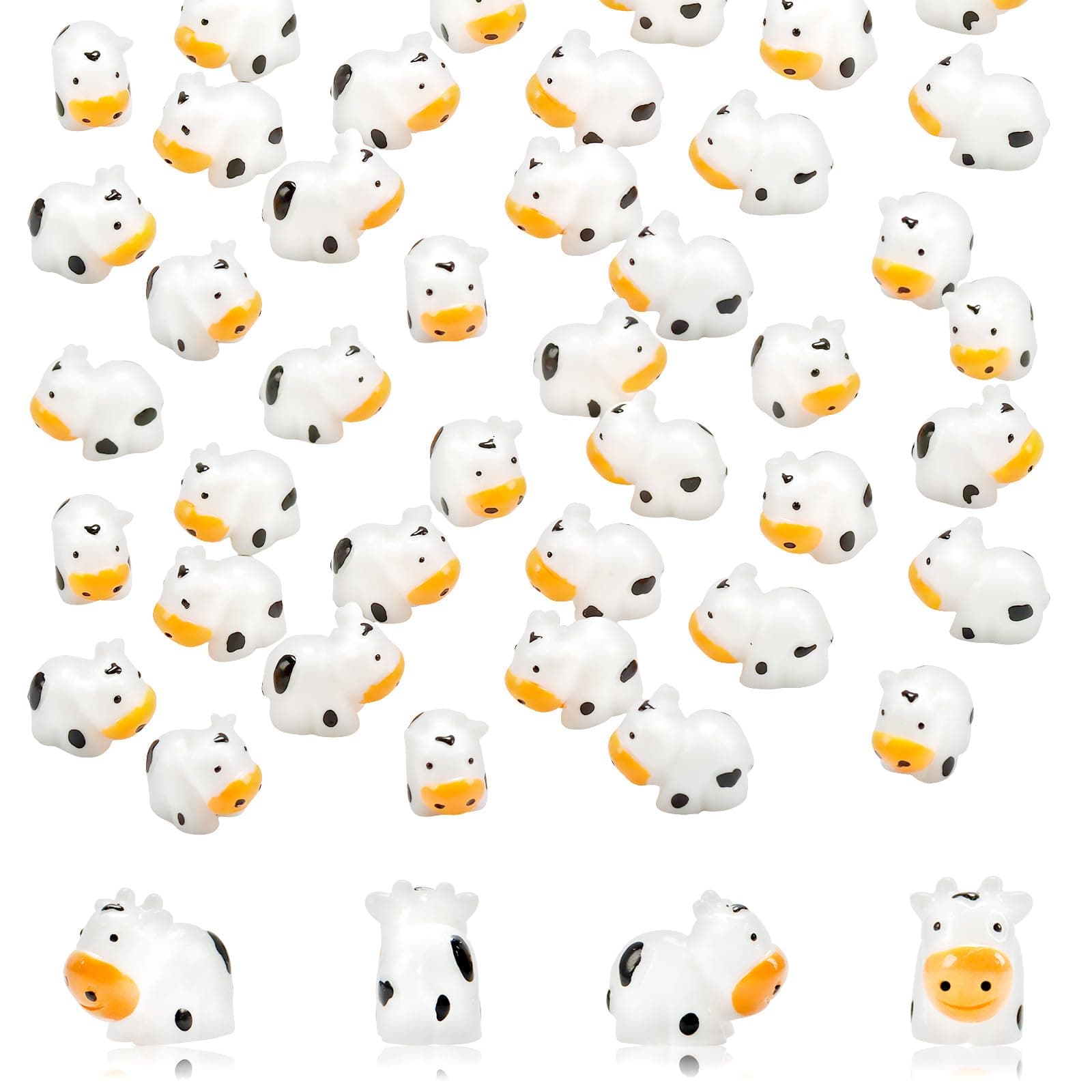 35 Pcs Mini Cow Figurines Mini Resin Cows Forest Animals Miniature Cows Animal Figurines Set Tiny Resin Animals Fairy Garden Accessories Micro Landscape Ornaments Kit