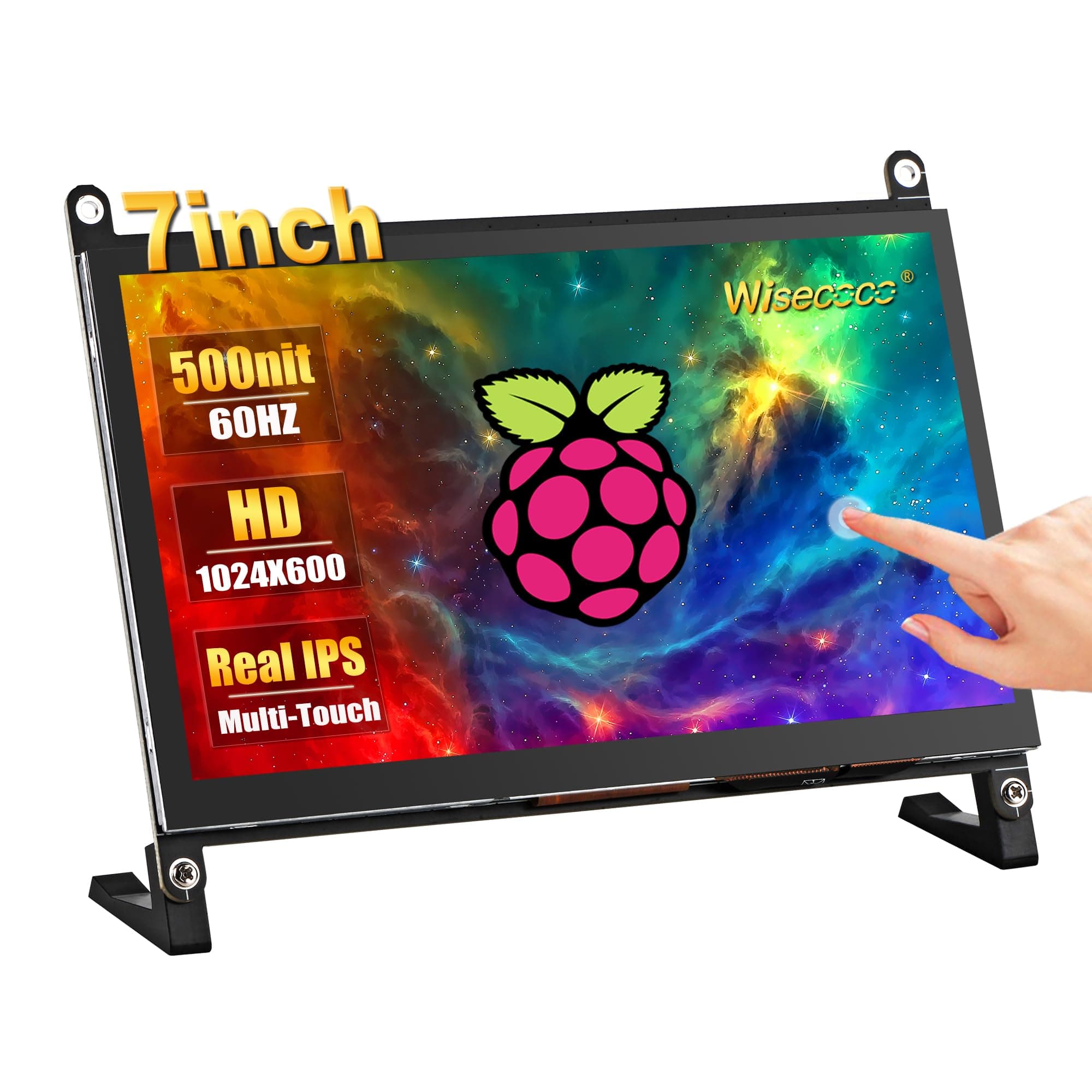 7 Inch Touchscreen Monitor for Raspberry Pi HDMI IPS 1024 x 600 Mini LCD Display for RPI Pi 5/4B/3B 2 Zero B B+ Windows Driver-Free