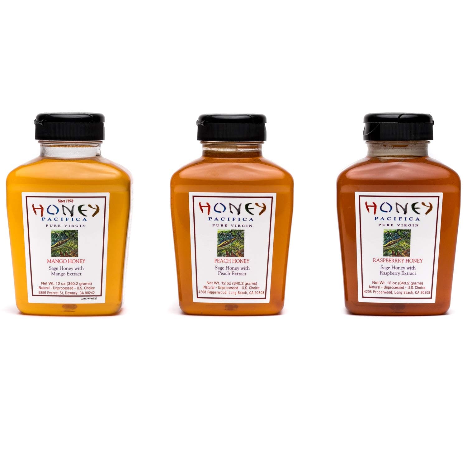 Variety Pack of Flavored Honey - Unfiltered, Unprocessed Honey Direct From a California Beekeeper - Honey Pacifica
