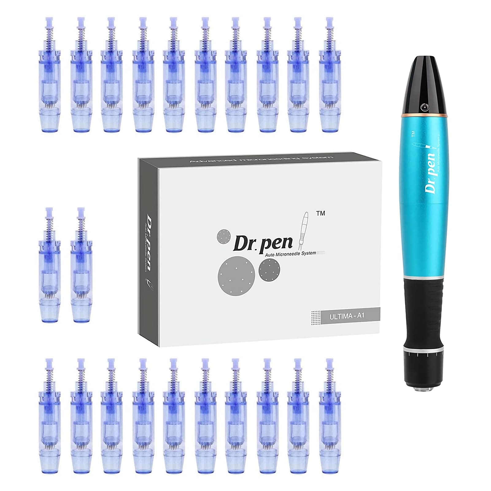 Professional Ultima A1 Wireless Microneedling Pen, Electric Micro Microneedling Machine with 12Pcs 12Pin & 10Pcs 36Pin Replacement Cartridges, Skin Care Kit for Facial Anti-aging Acne WrinkleTreatment