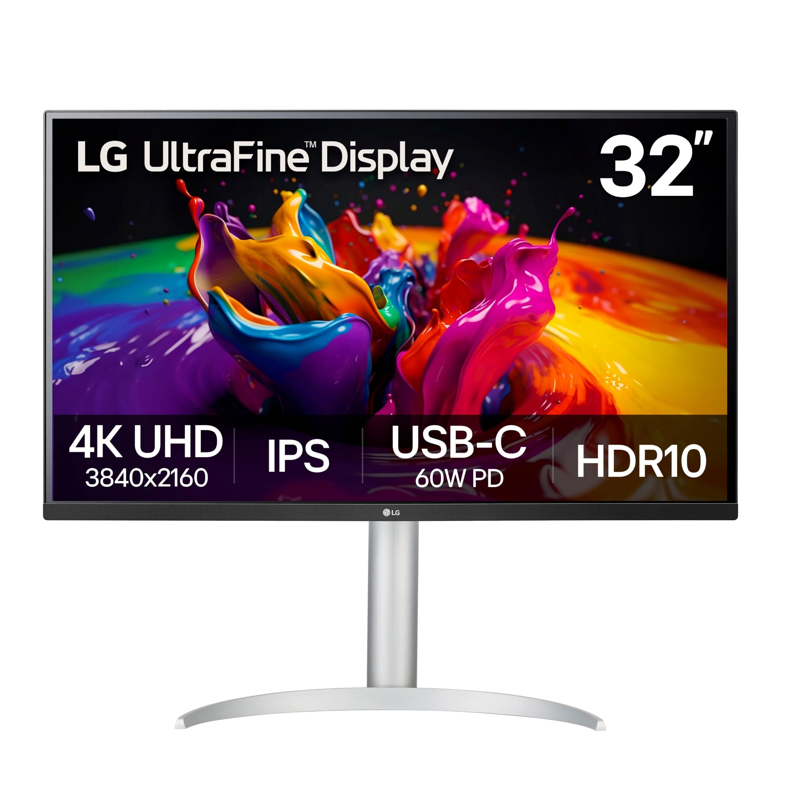 32UP83A-W 32-inch 4K UHD (3840 x 2160) Computer Monitor 60Hz, IPS, Ultrafine, USB Type-C 60W PD, HDMI, DisplayPort, Built-in Speaker, Tilt/Height/Pivot Adjustable Stand, Reader Mode, White, HDR10