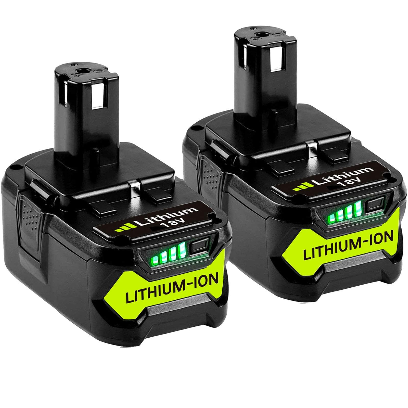 2Packs Replacement for Ryobi 18V 5.0Ah Battery P108 P107 P122 P104 P105 P102 P103 ONE+ RB18L50 RB18L25 RB18L15 RB18L13 with LED Indicator