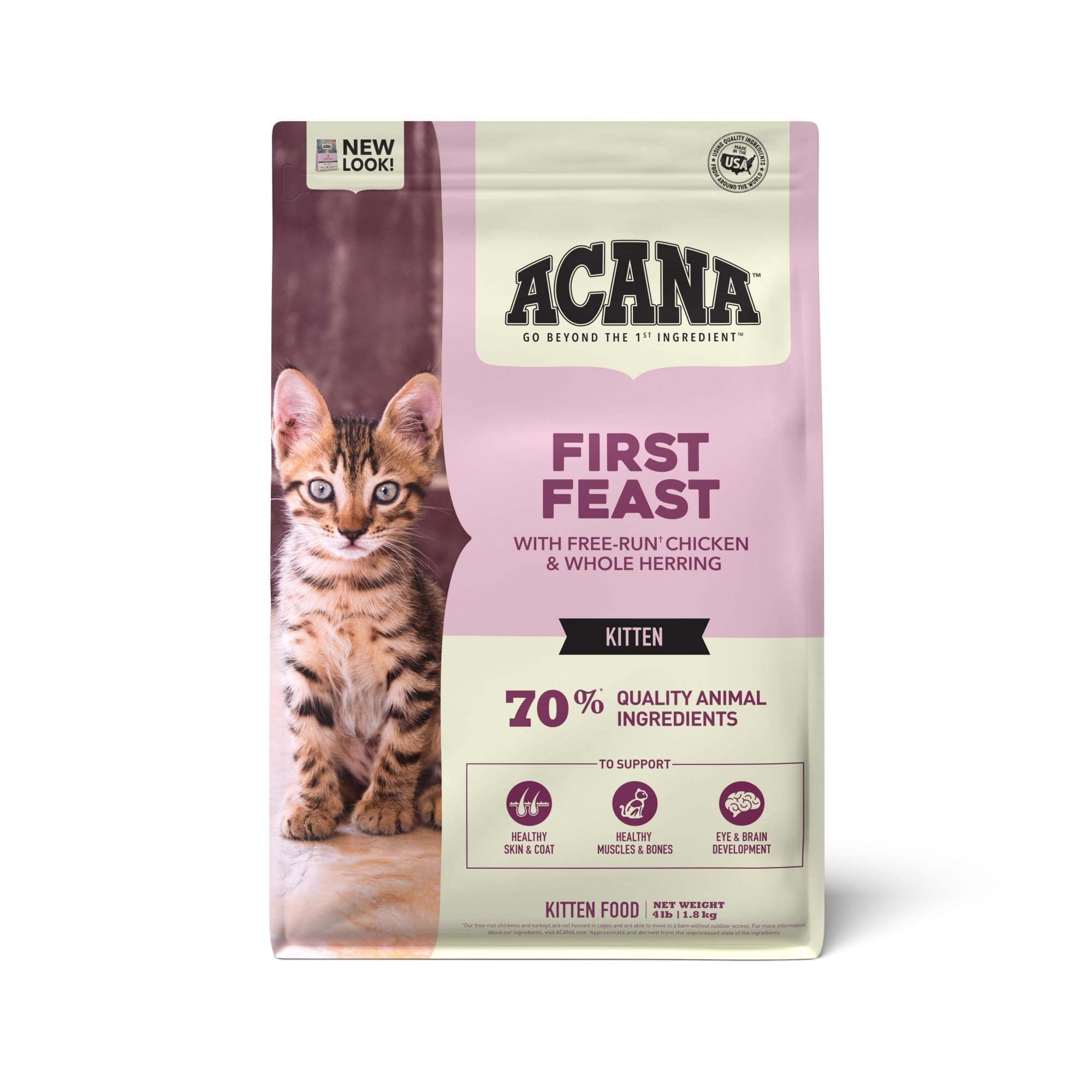 ACANA Dry Cat Food For Kittens First Feast Chicken and Fish 4lb Bag