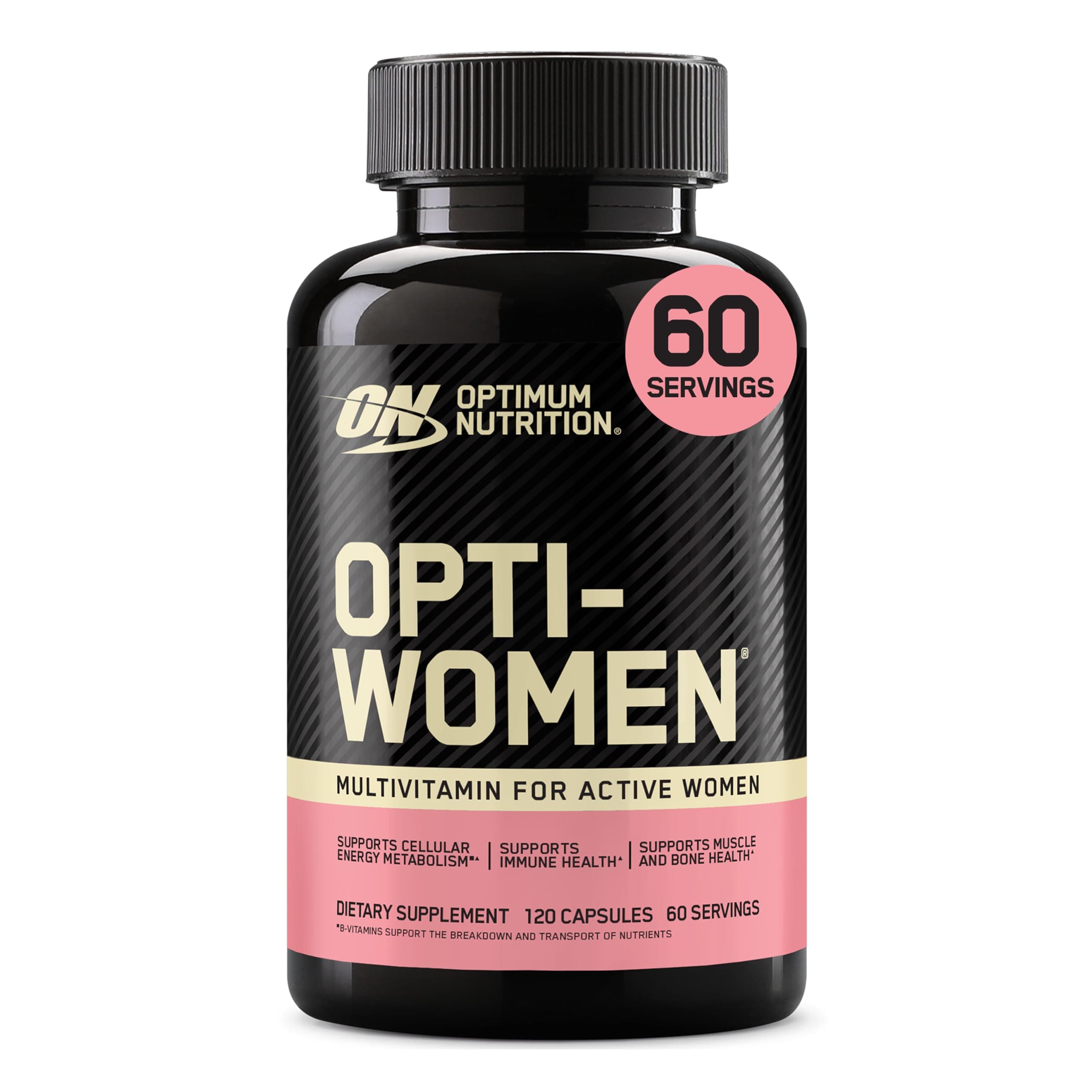 (ON) Opti-Women, Vitamin C, Zinc and D for Immune Support Women's Daily Multivitamin Supplement Capsules with 23 Vitamins & Minerals/ 600 Mcgs Folic Acid/ 18 Mgs Iron - 120 Capsules