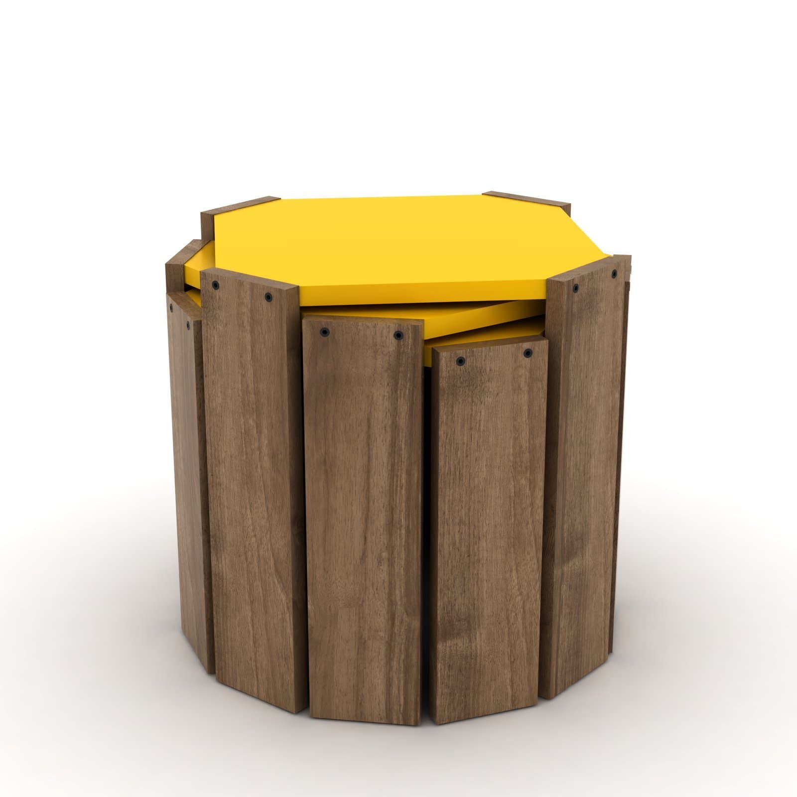 HomeCanvas RF150106 Home Canvas Hansel Nested Coffee Table Set of Three for Living Room Home Office Contemporary Stacking End Side Table Leisure Night Stand Telephone Table (Walnut-Yellow)