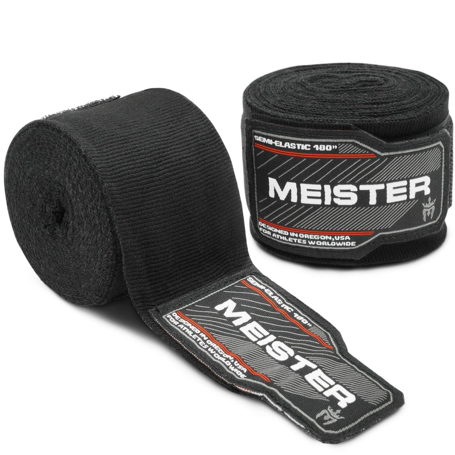 Meister Adult 180" Semi-Elastic Hand Wraps for MMA & Boxing (Pair)