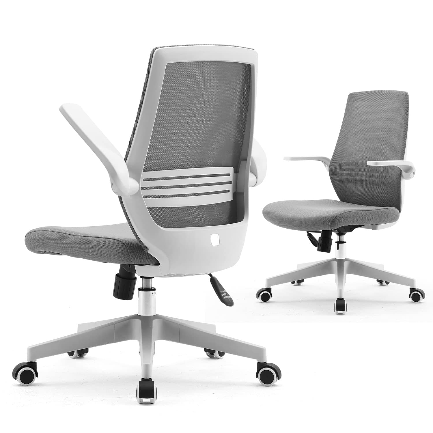 SIHOO Ergonomic Office Desk Chair, Swivel Computer Chair Height Adjustable Mesh Back Executive Home Chair with Lumbar Support, 90° Flip-up Armrest (Grey)