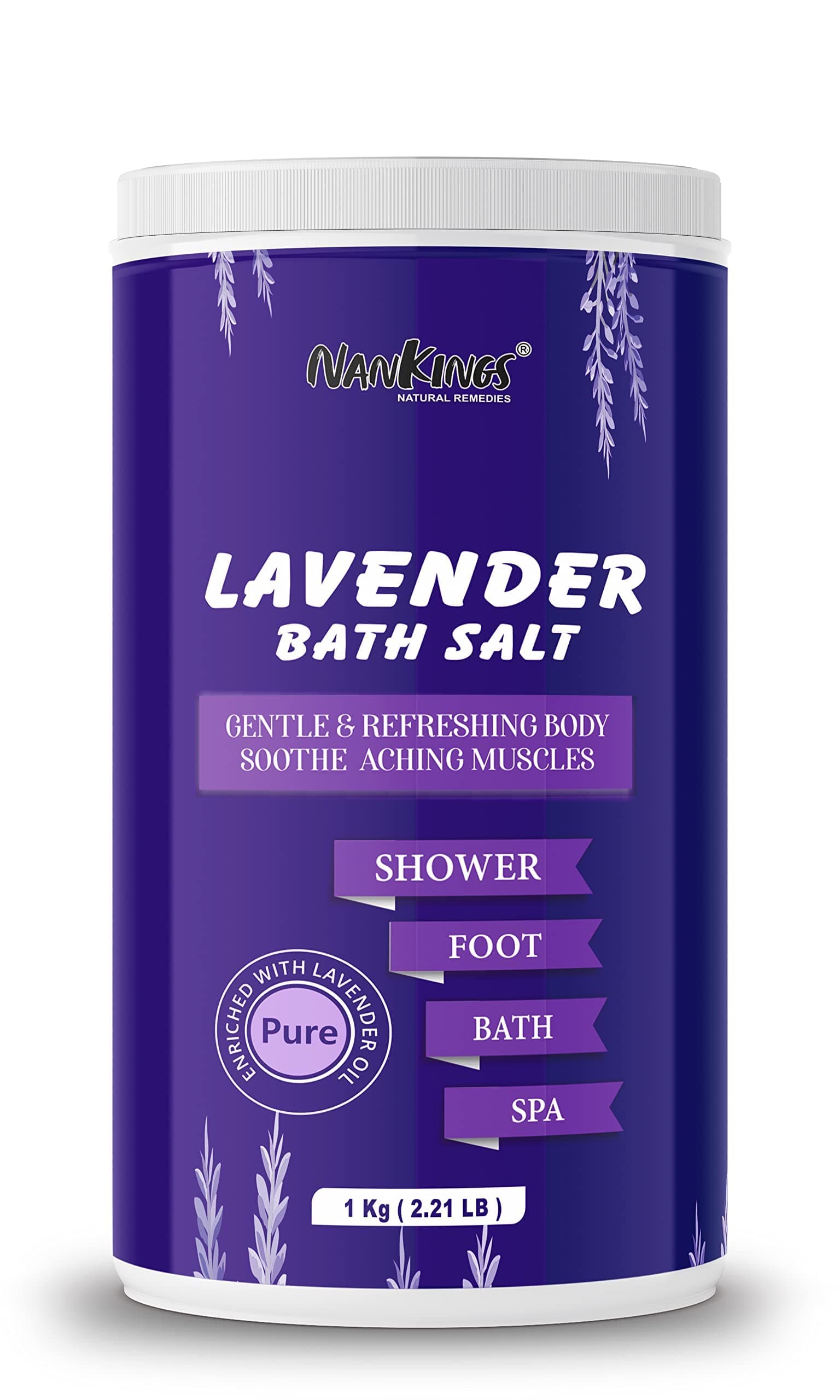 Lavender Bath Salt - for Body & Foot Soak | Soothing and Relaxing Bath | After-Gym Relaxation | Aromatherapy | Enriched with Epsom Salt and Lavender Essential Oil (1 kg Pack of 1)