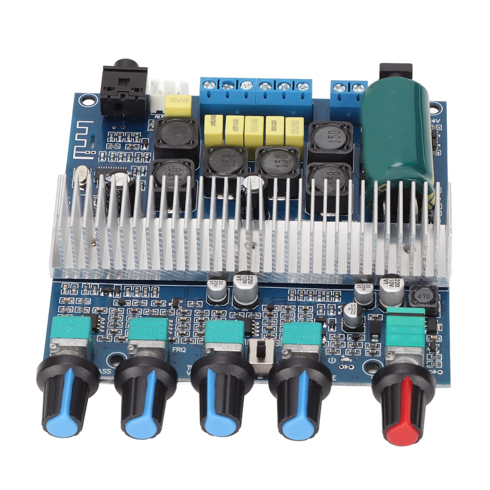 Bewinner Bluetooth Amplifier Board, 2X50W+100W 2.1 Channel HIFI High Power Amplifier Board with Treble and Bass Control for DIY Store Home Theater Speakers